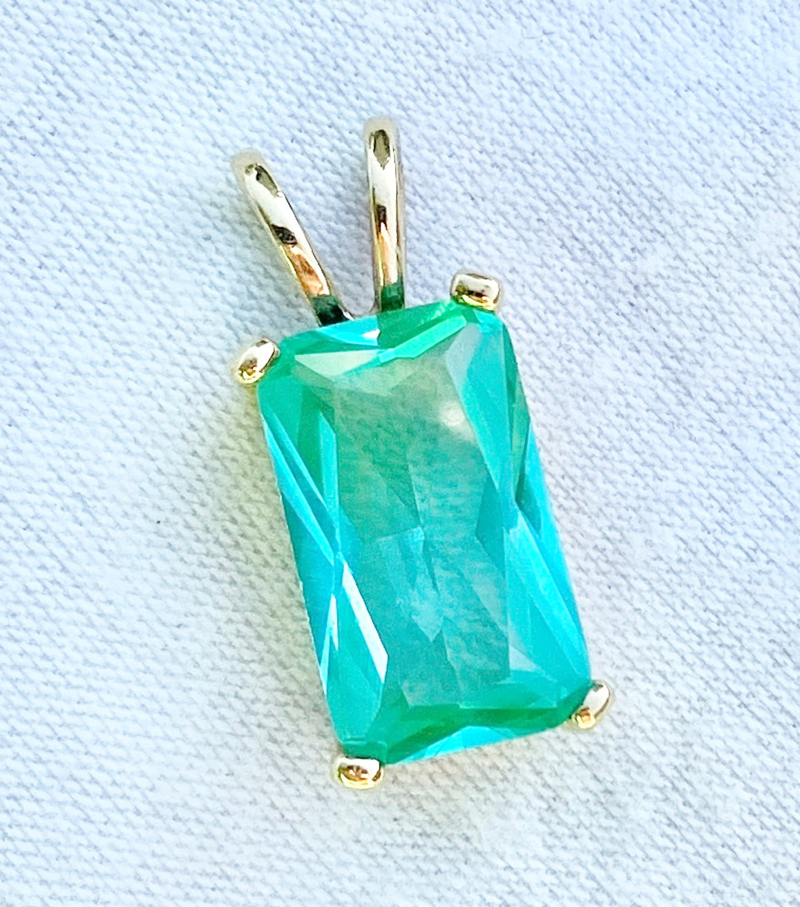 Gold Plated Synthetic Paraiba Spinel Pendant
