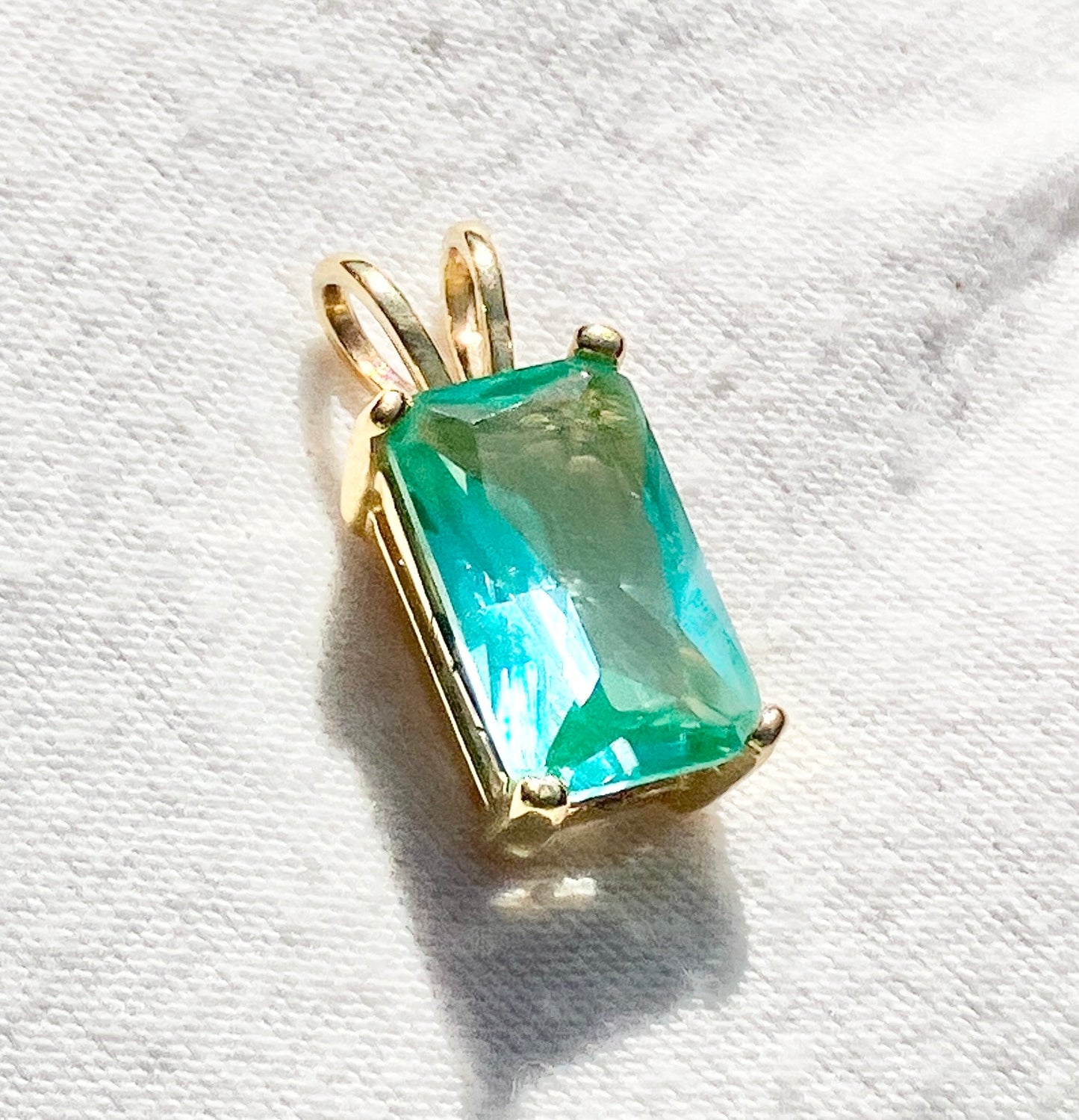 Gold Plated Synthetic Paraiba Spinel Pendant