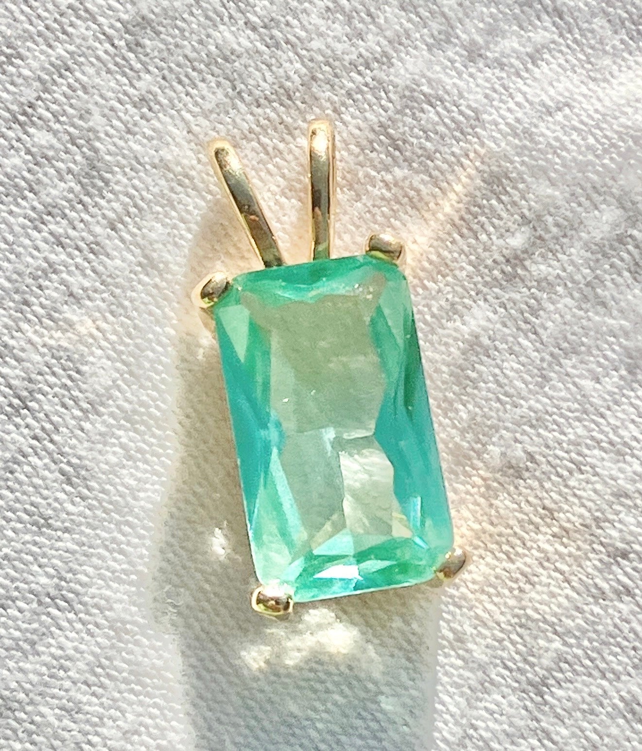 Gold Plated Synthetic Paraiba Spinel Pendant