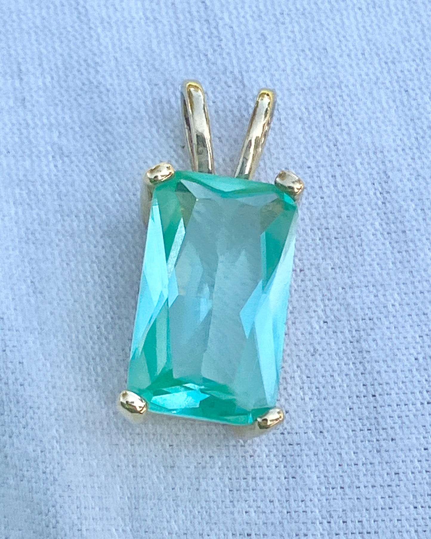 Gold Plated Synthetic Paraiba Spinel Pendant