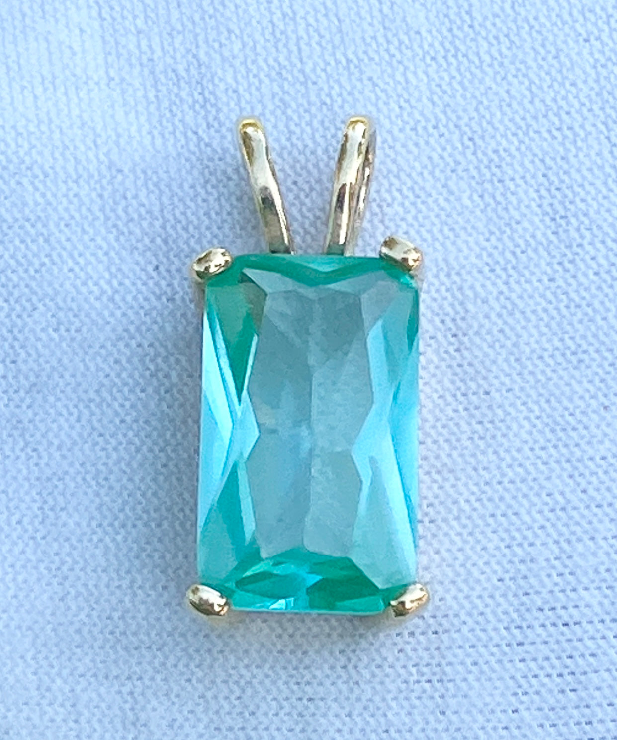 Gold Plated Synthetic Paraiba Spinel Pendant