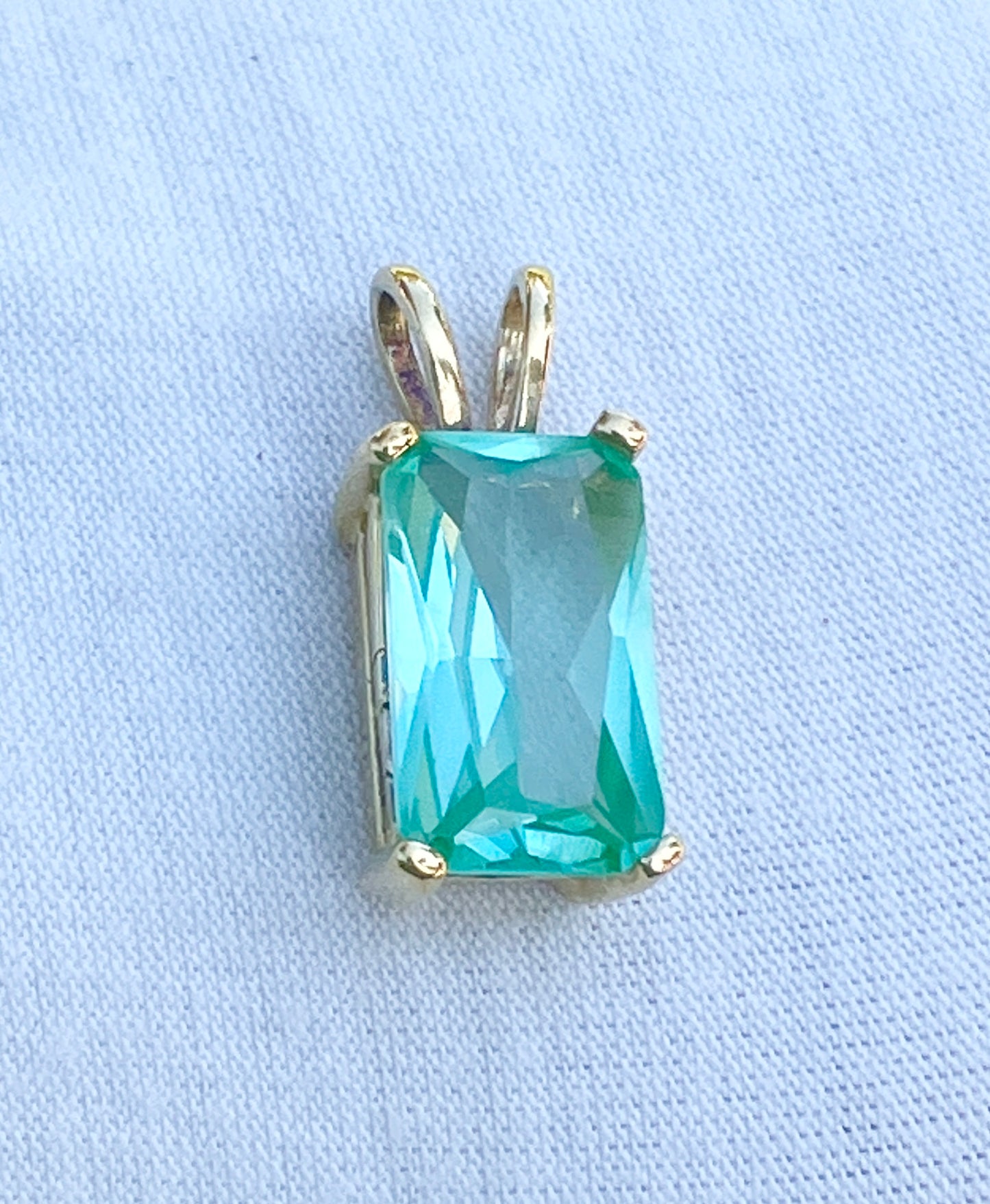 Gold Plated Synthetic Paraiba Spinel Pendant
