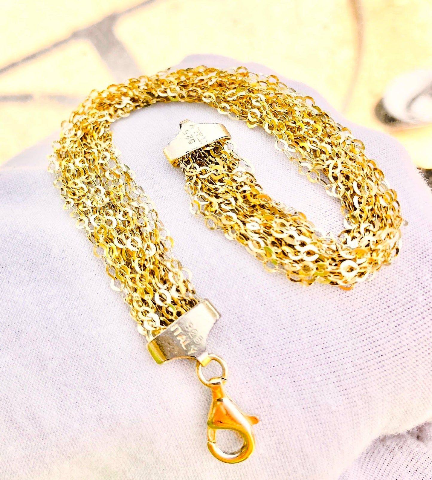 Gold Plated Mesh Chain Bracelet