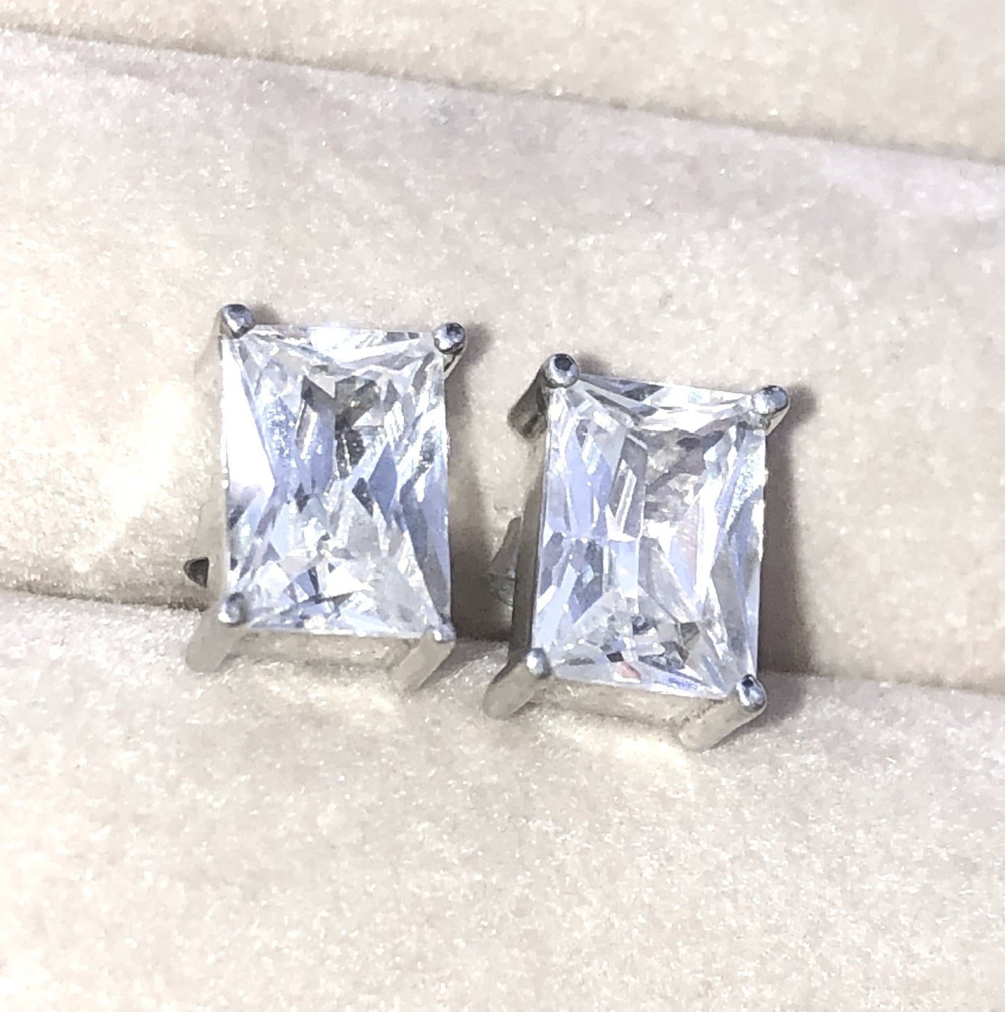 Baguette Cut "Diamond" Studs