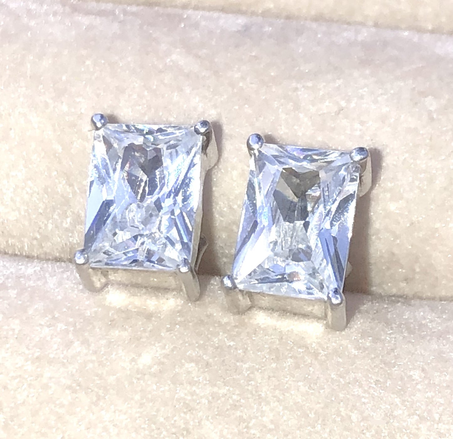 Baguette Cut "Diamond" Studs