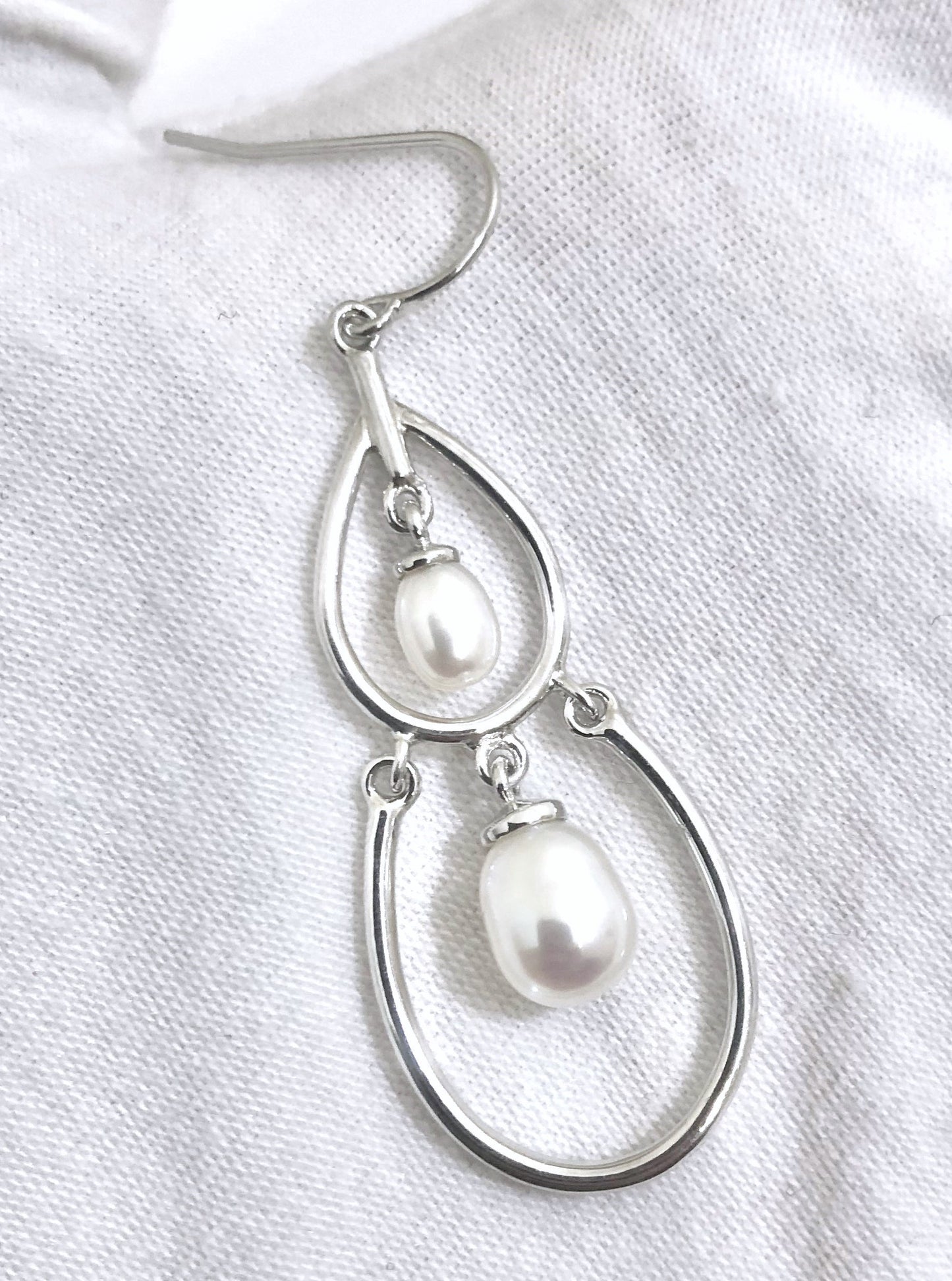 Two-Tier Teardrop Pearl Dangle Earrings