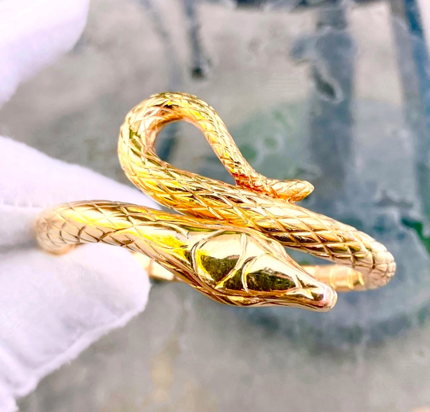 14k Gold Snake Bangle