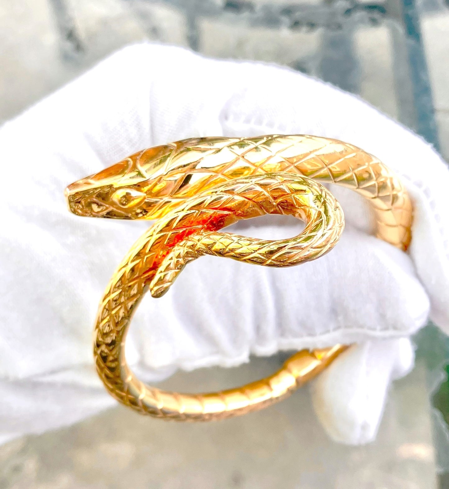 14k Gold Snake Bangle