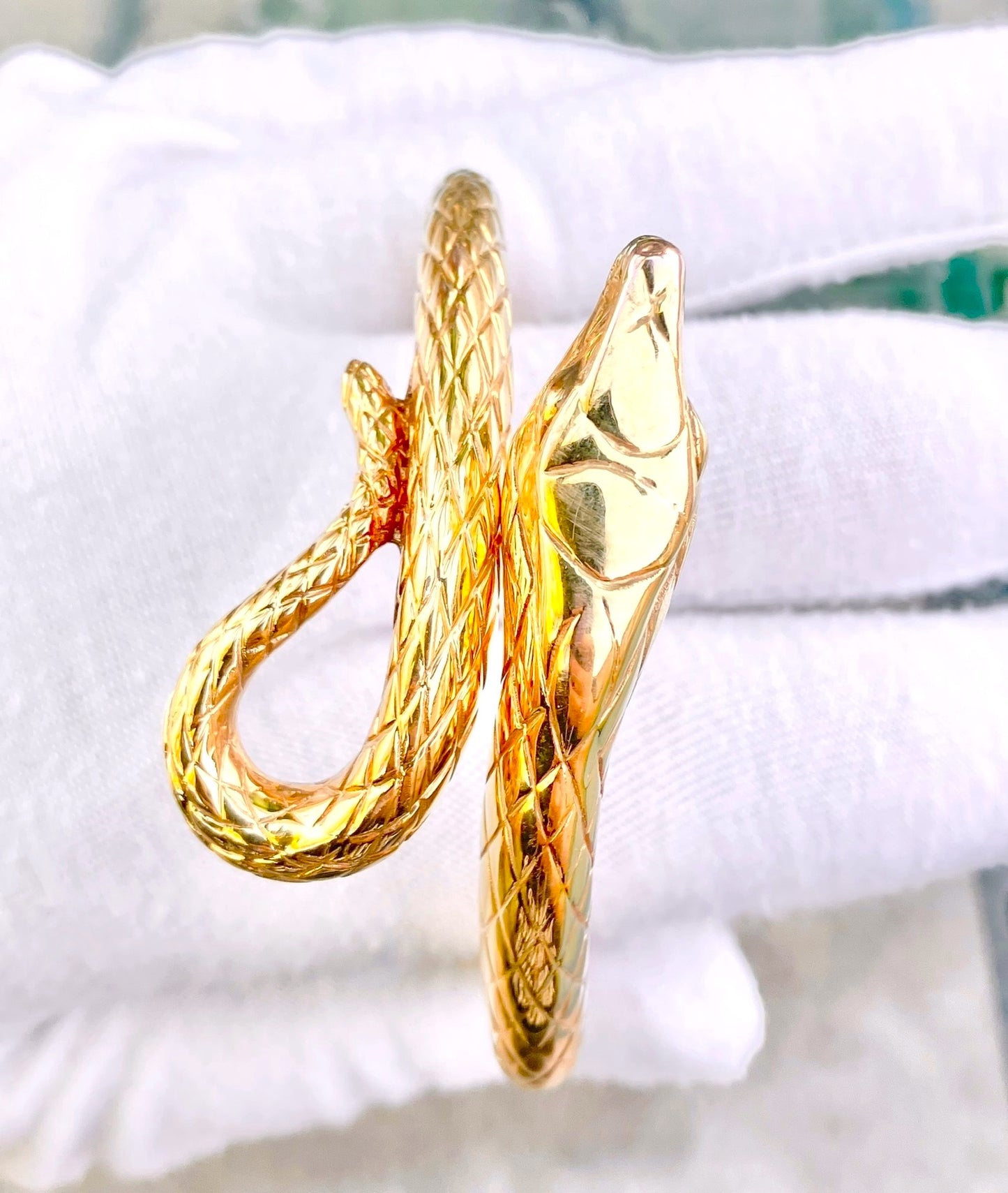 14k Gold Snake Bangle