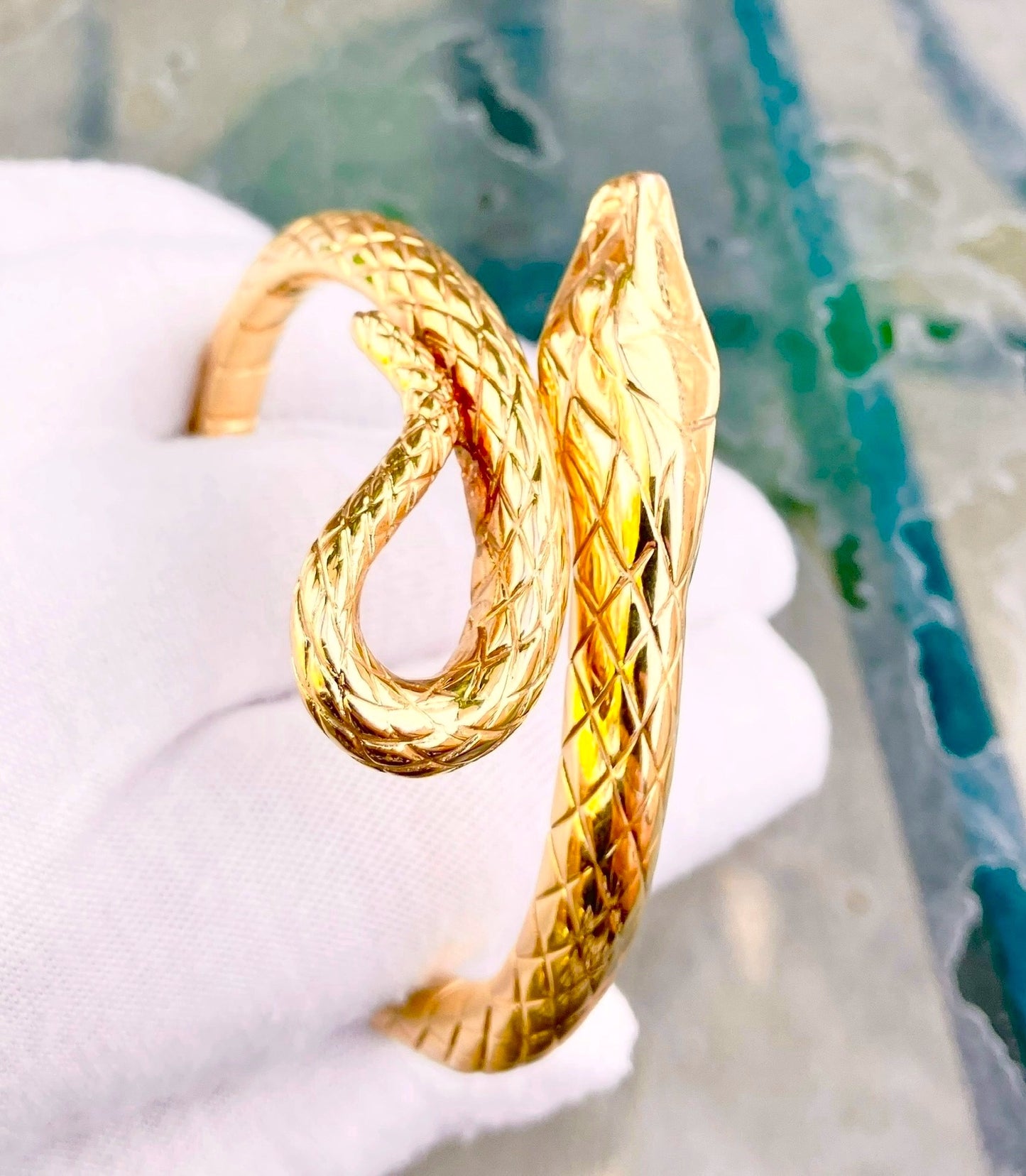 14k Gold Snake Bangle