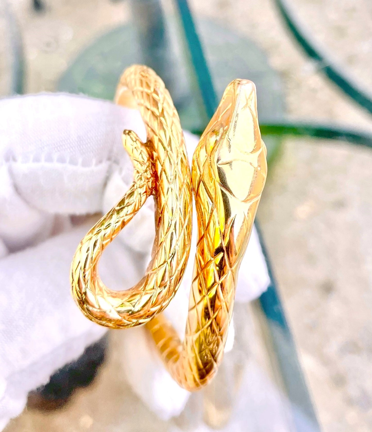 14k Gold Snake Bangle