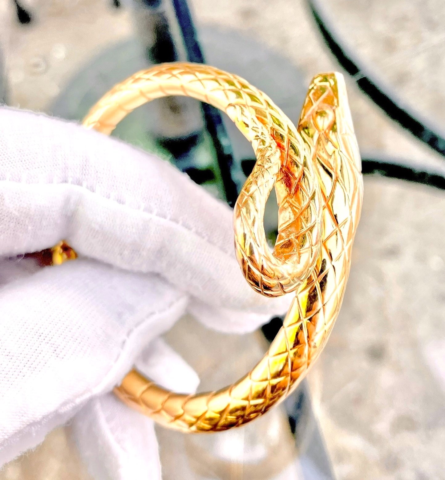 14k Gold Snake Bangle