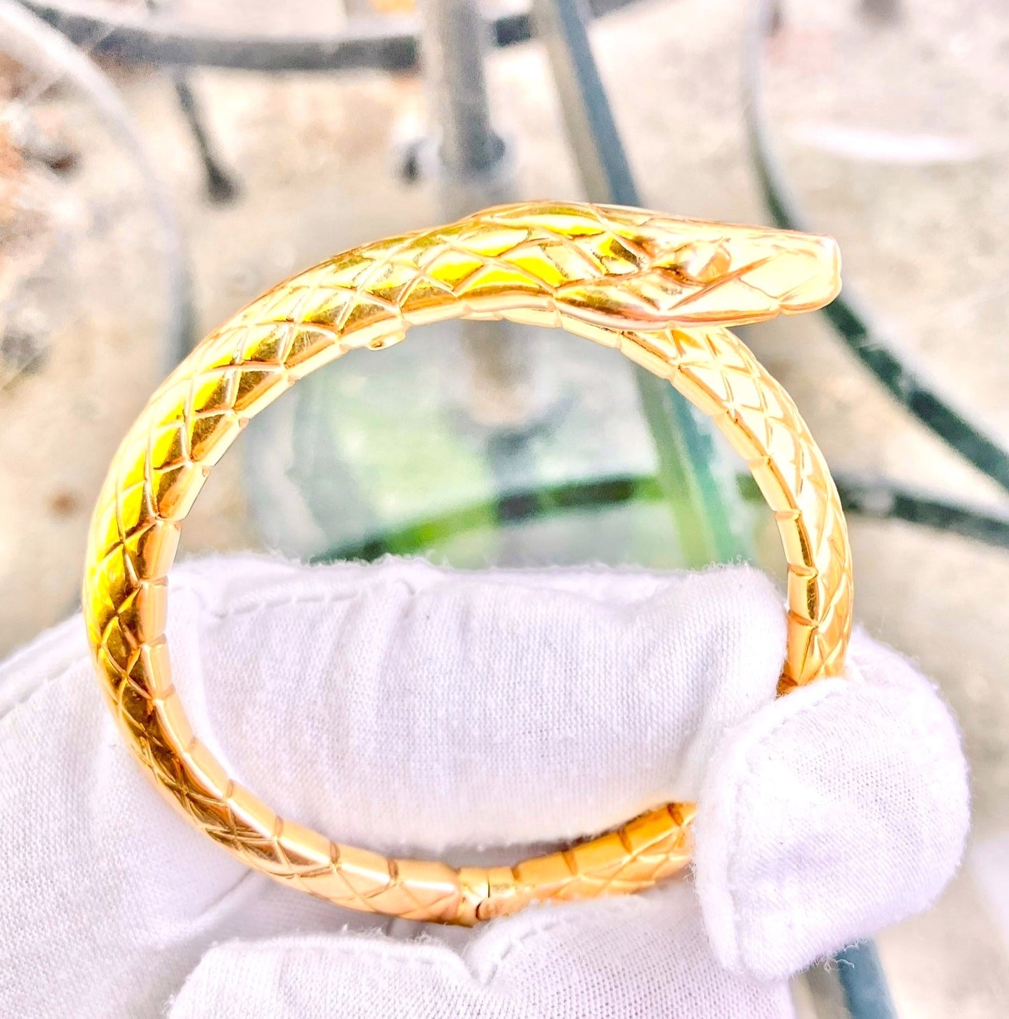 14k Gold Snake Bangle