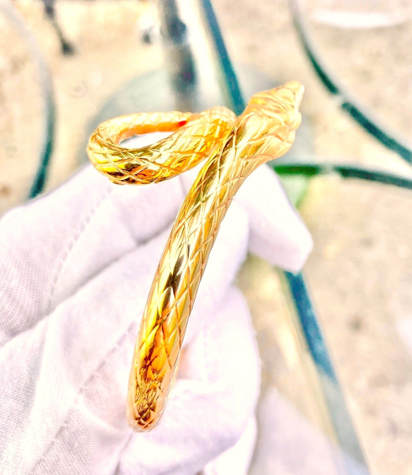 14k Gold Snake Bangle
