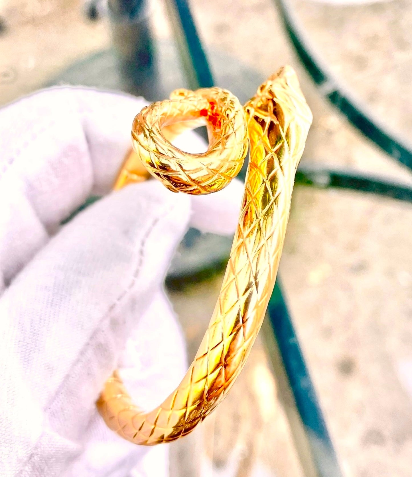 14k Gold Snake Bangle