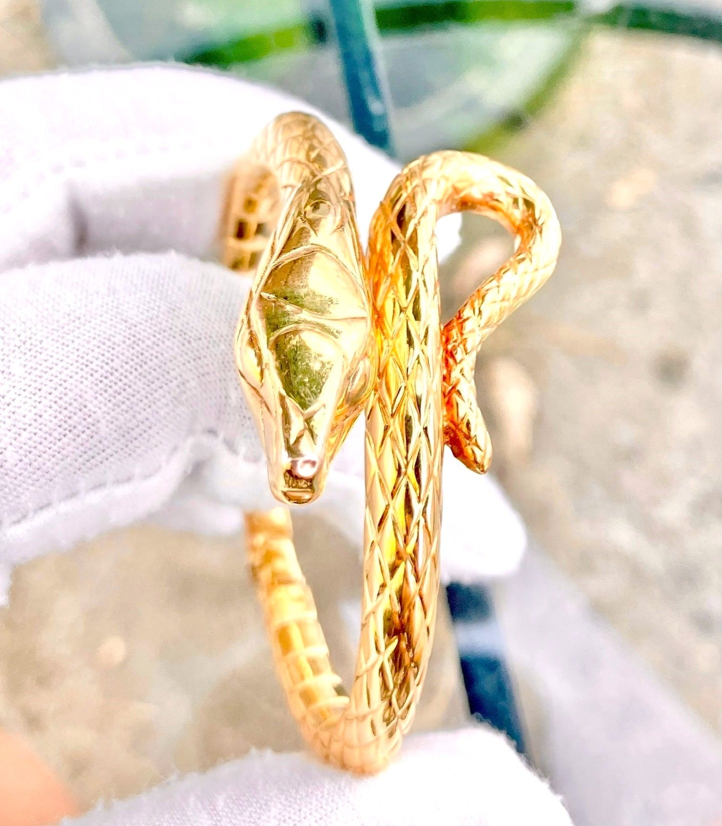 14k Gold Snake Bangle