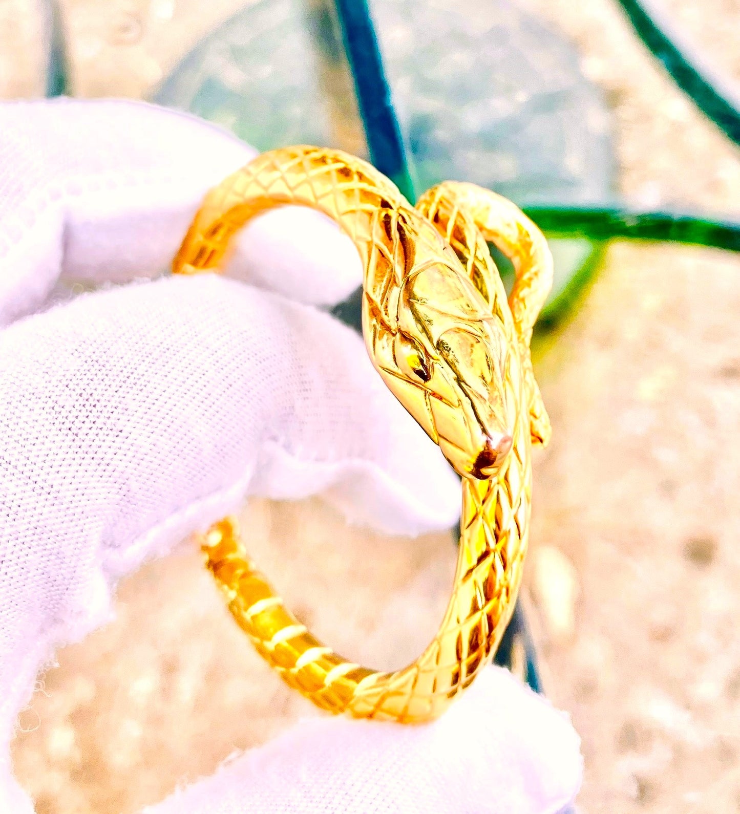 14k Gold Snake Bangle