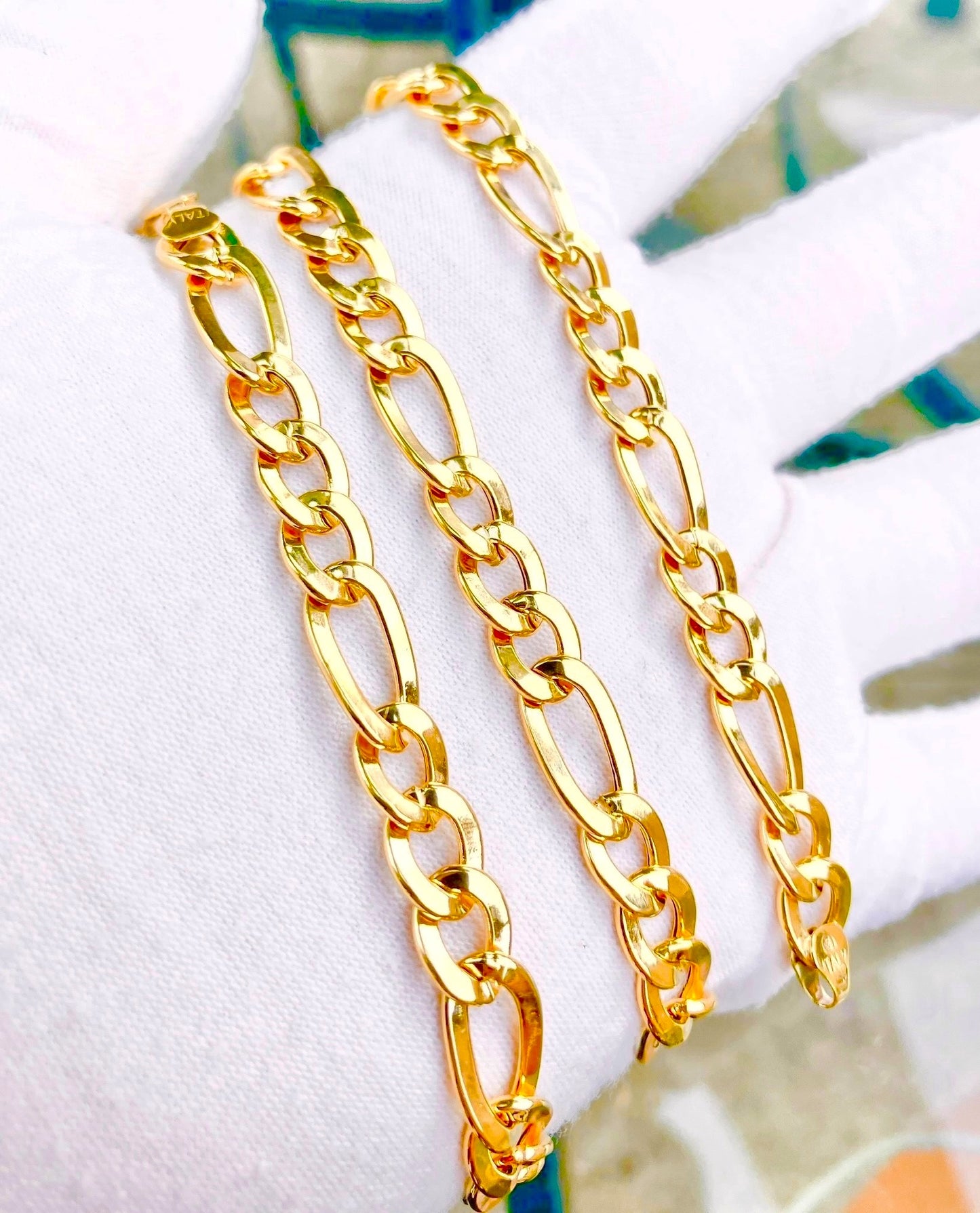 14k Gold Hollow Figaro Link Chain