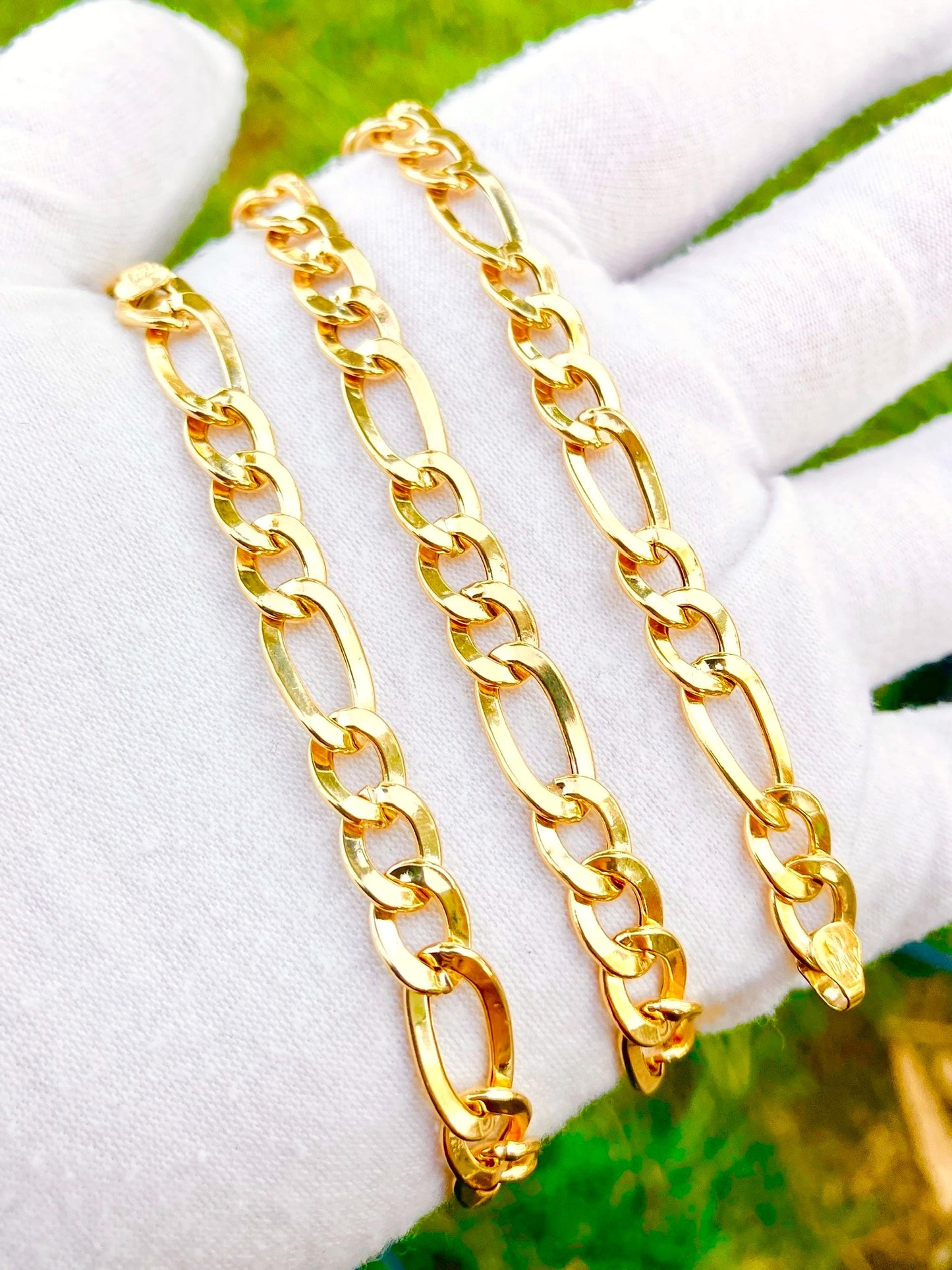 14k Gold Hollow Figaro Link Chain