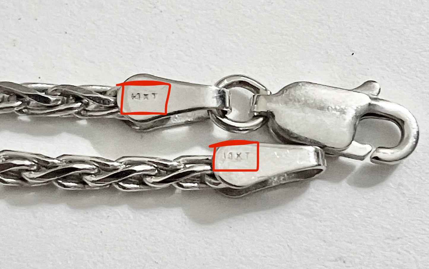 14k White Gold Diamond Cut Wheat Chain