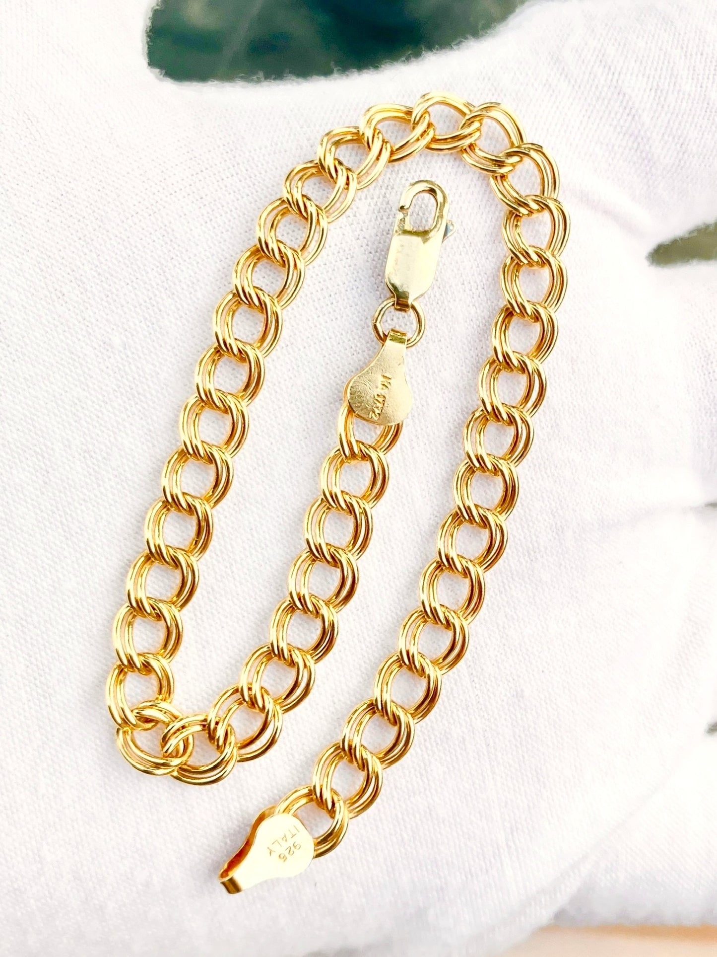 Gold Plated Double Curb Link Bracelet