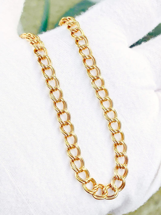 Gold Plated Double Curb Link Bracelet