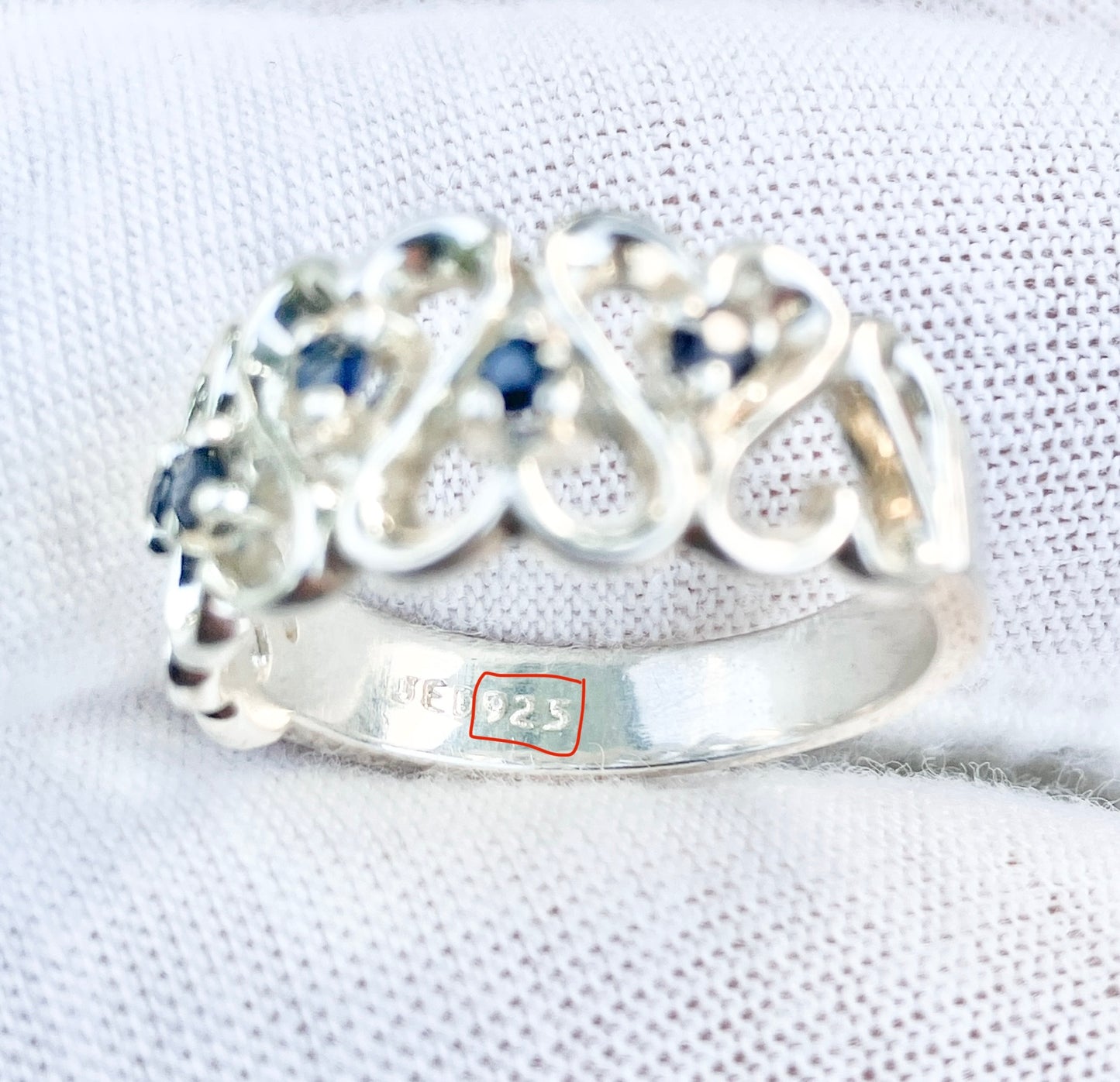 Intertwined Sapphire Studded Hearts Ring