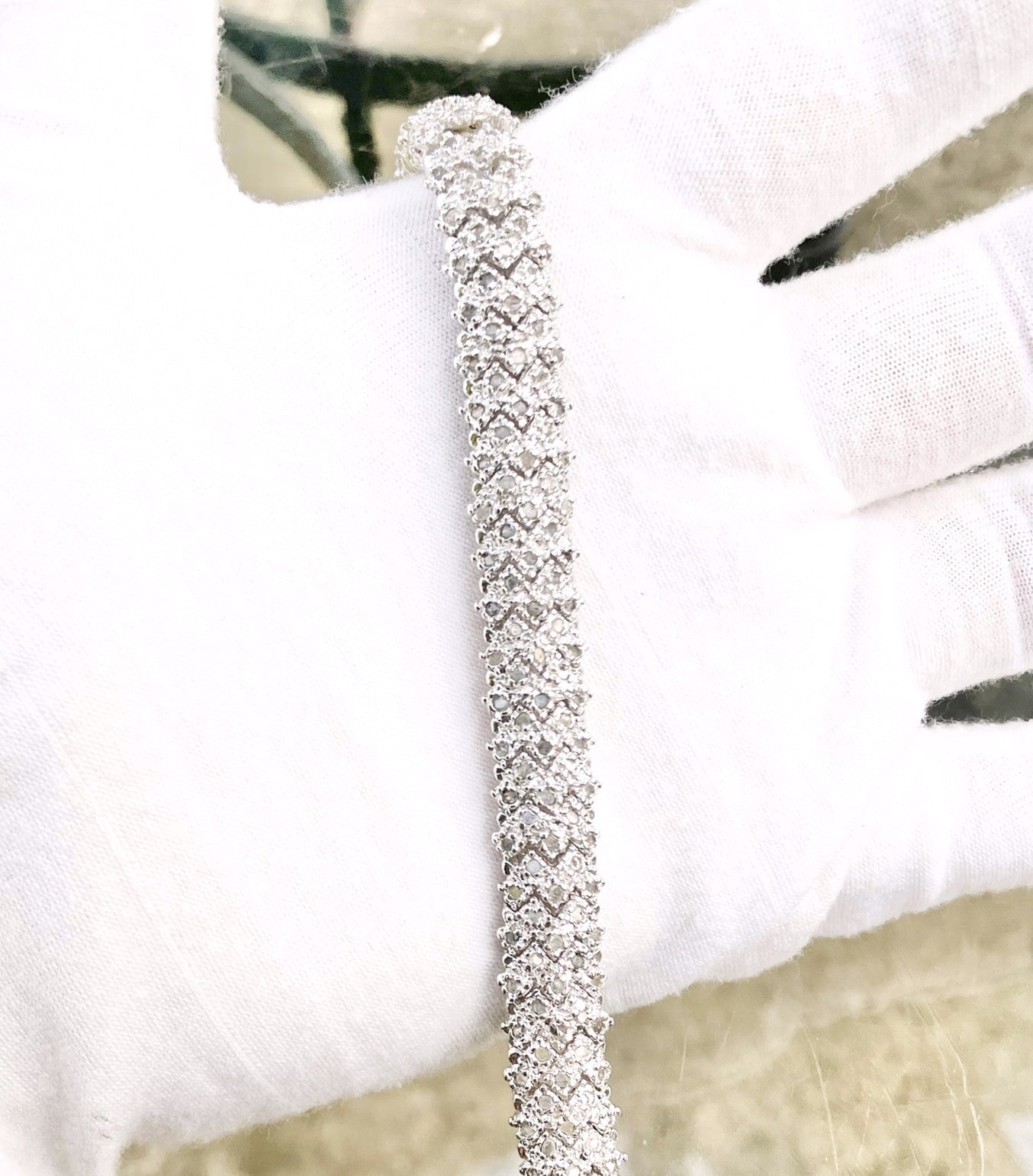Diamond Chip W-Link Tennis Bracelet