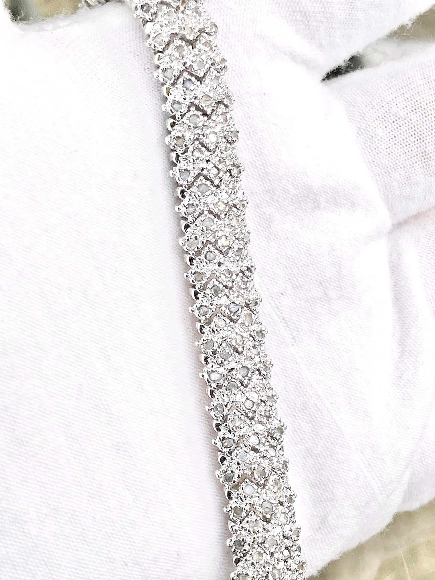 Diamond Chip W-Link Tennis Bracelet
