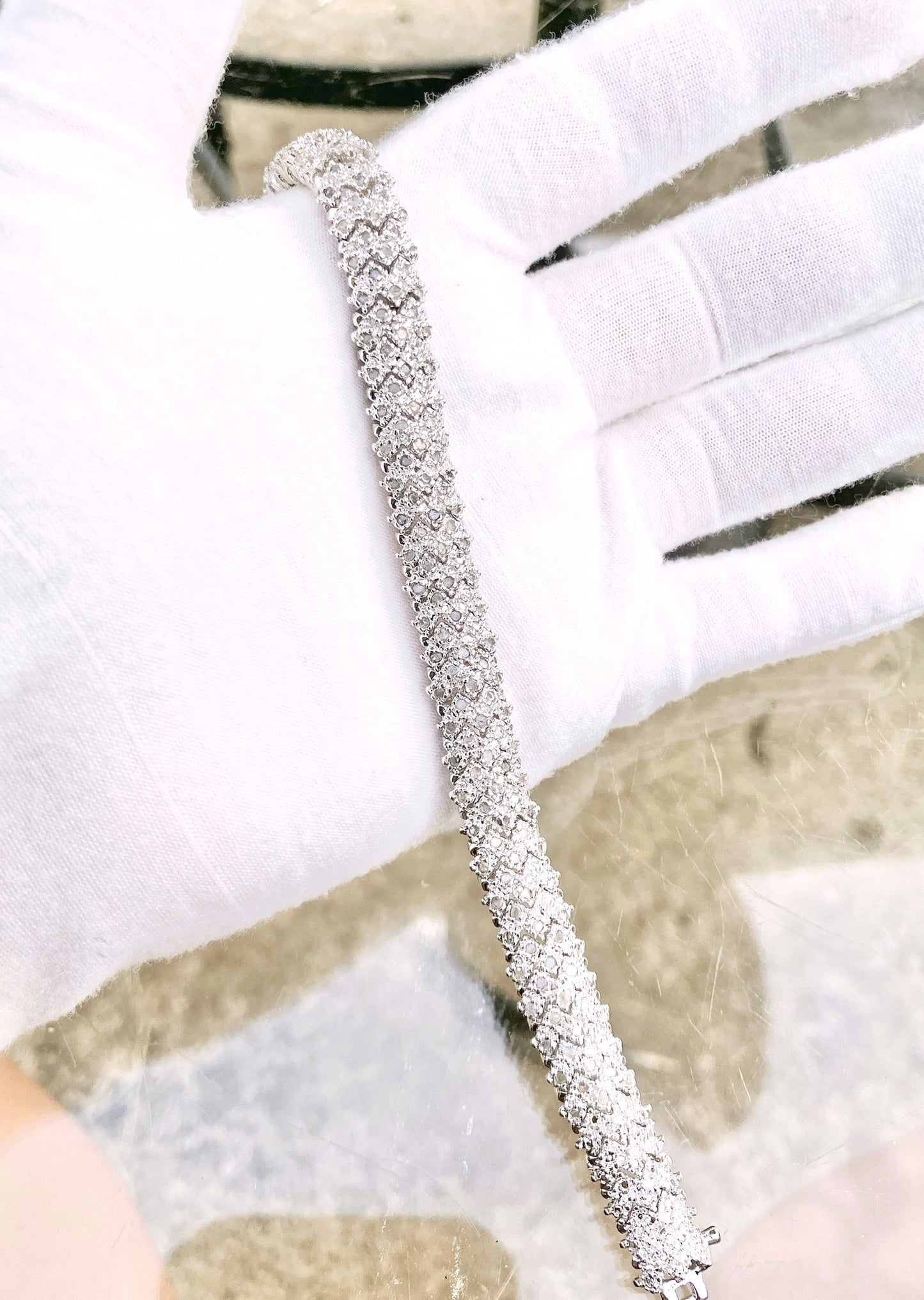 Diamond Chip W-Link Tennis Bracelet
