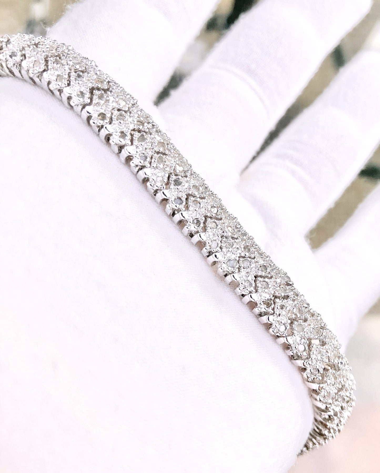 Diamond Chip W-Link Tennis Bracelet