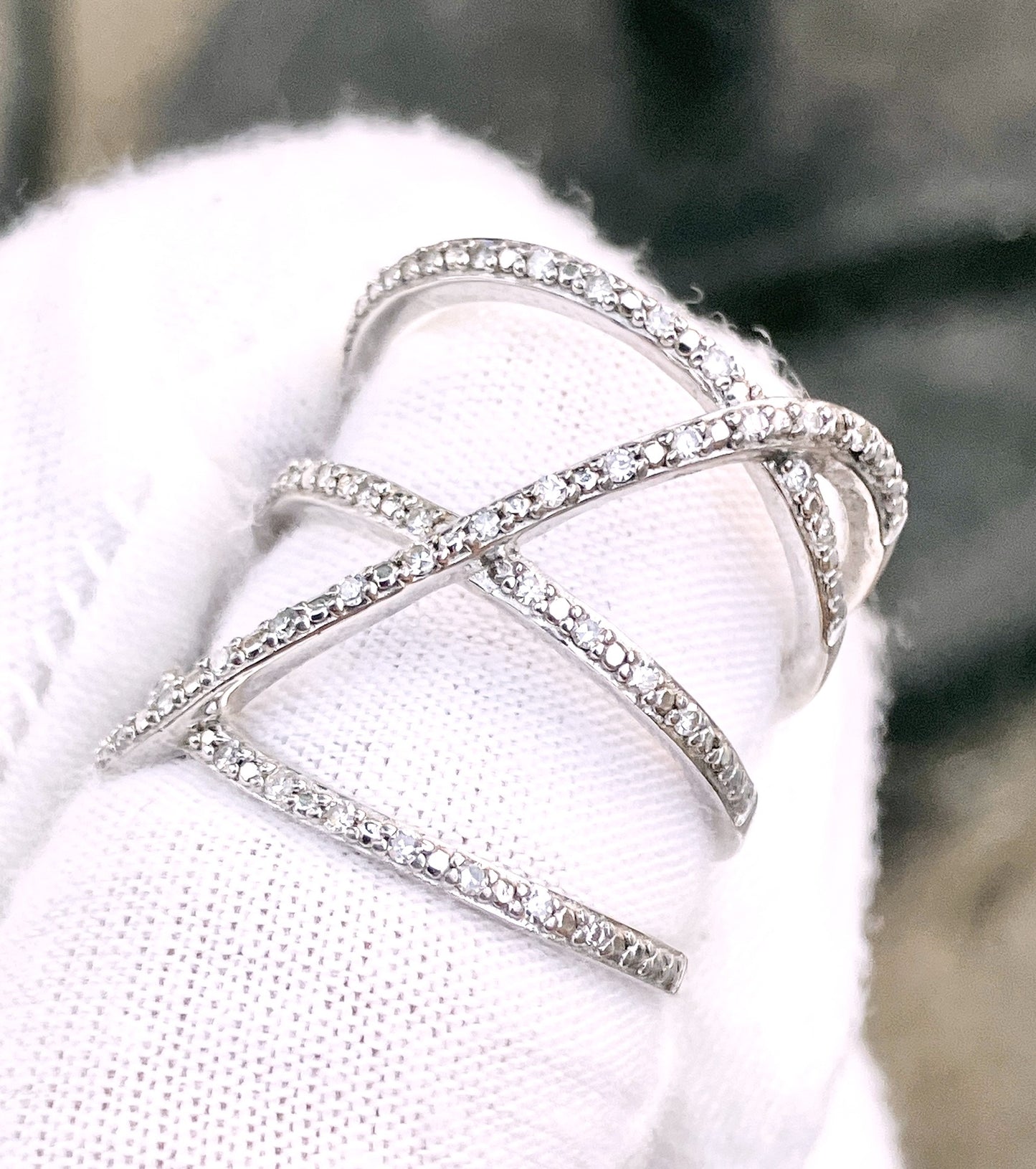 Diamond Studded Crossover Ring