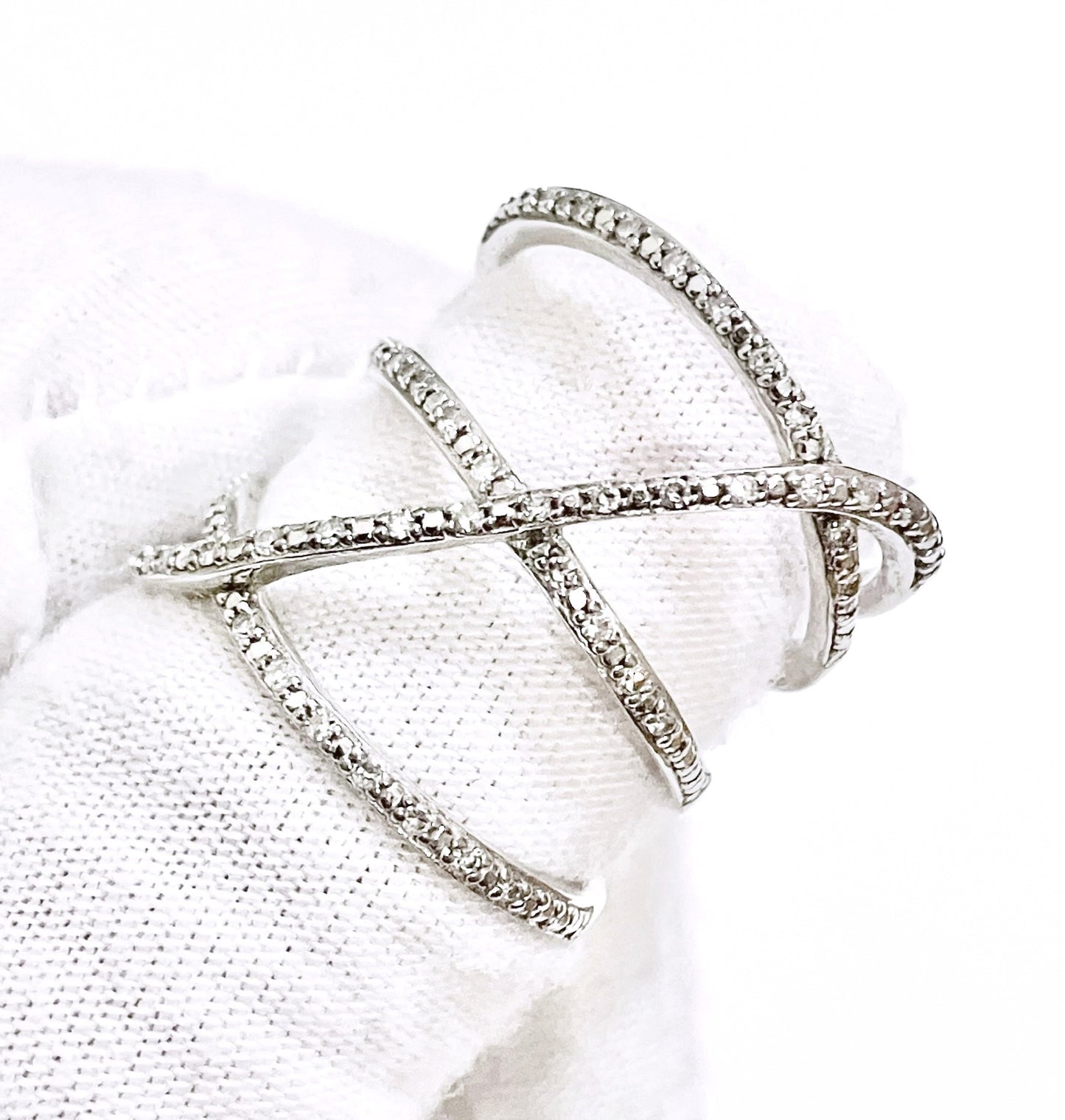 Diamond Studded Crossover Ring
