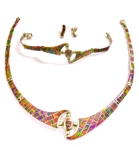 Synthetic Black Fire Opal Set