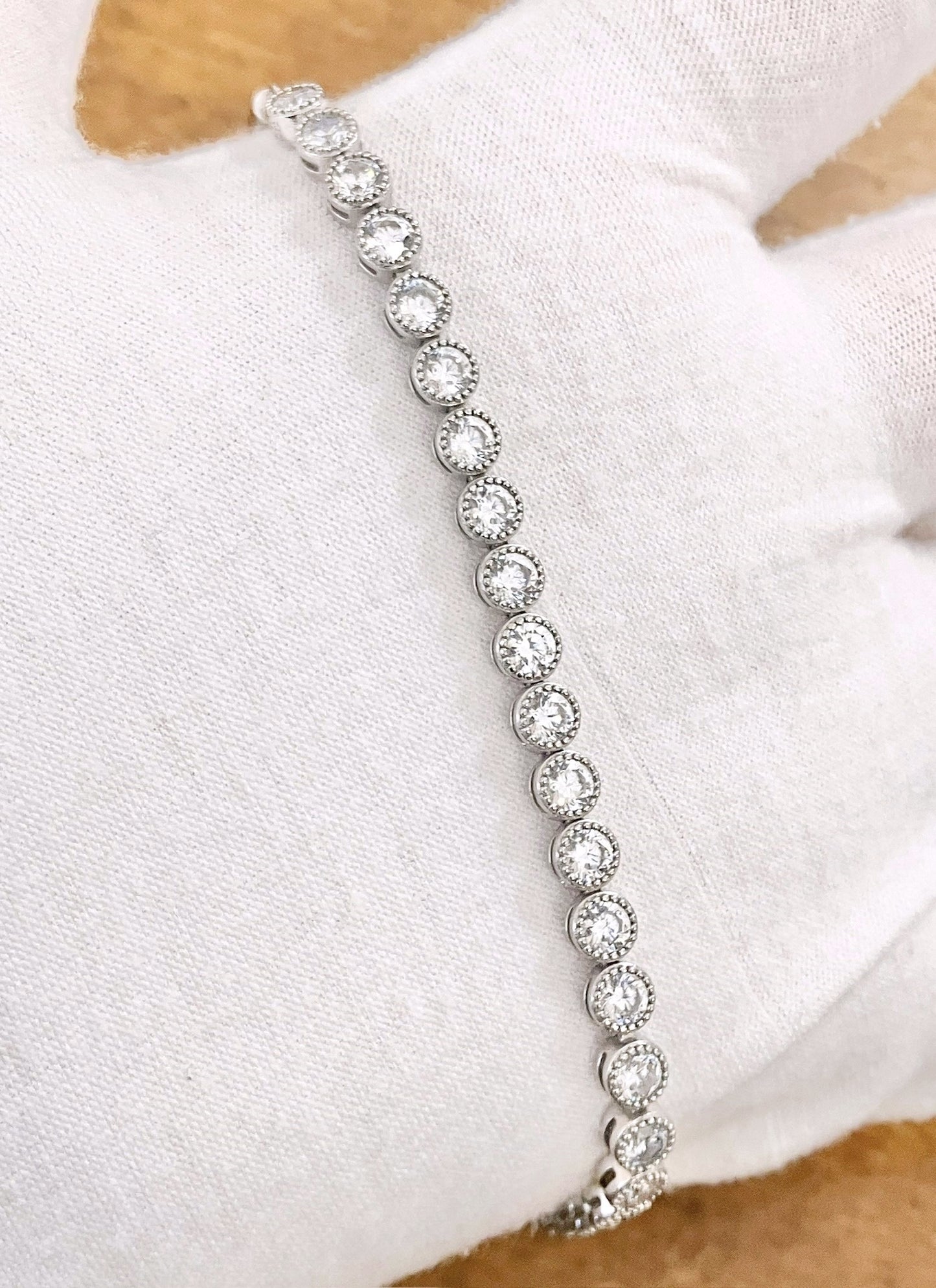 Bezel Set "Diamond" Tennis Bracelet