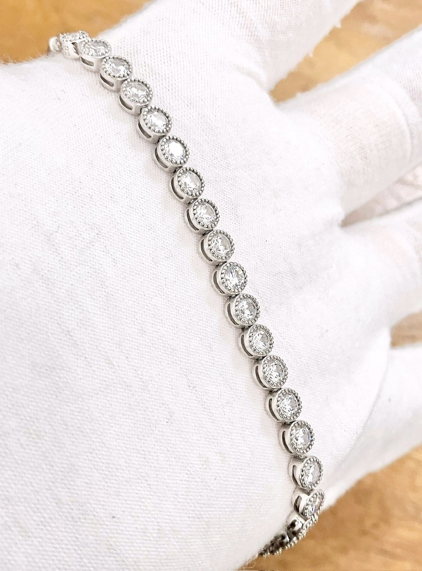 Bezel Set "Diamond" Tennis Bracelet