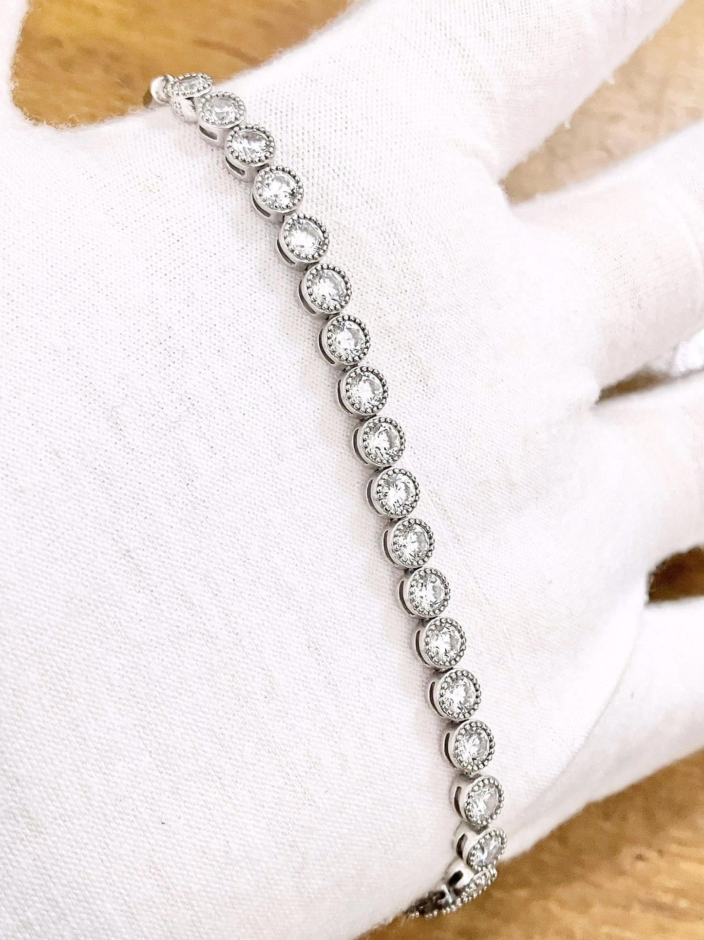Bezel Set "Diamond" Tennis Bracelet