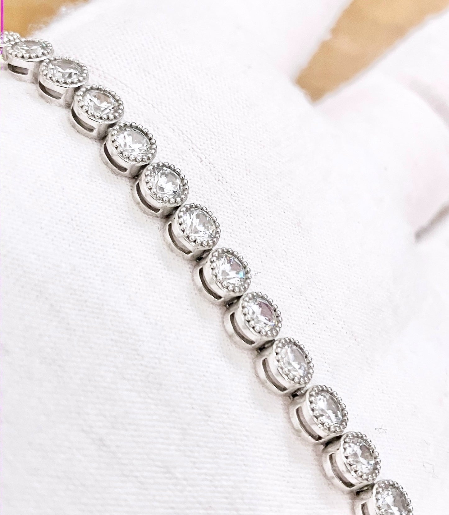 Bezel Set "Diamond" Tennis Bracelet