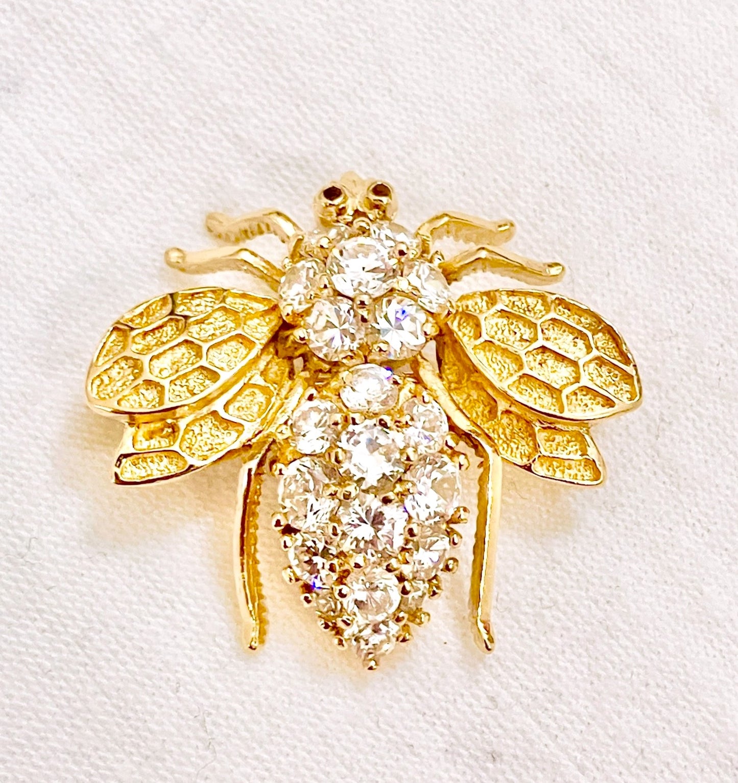 Gold Plated "Diamond" Bee Pendant/Brooch