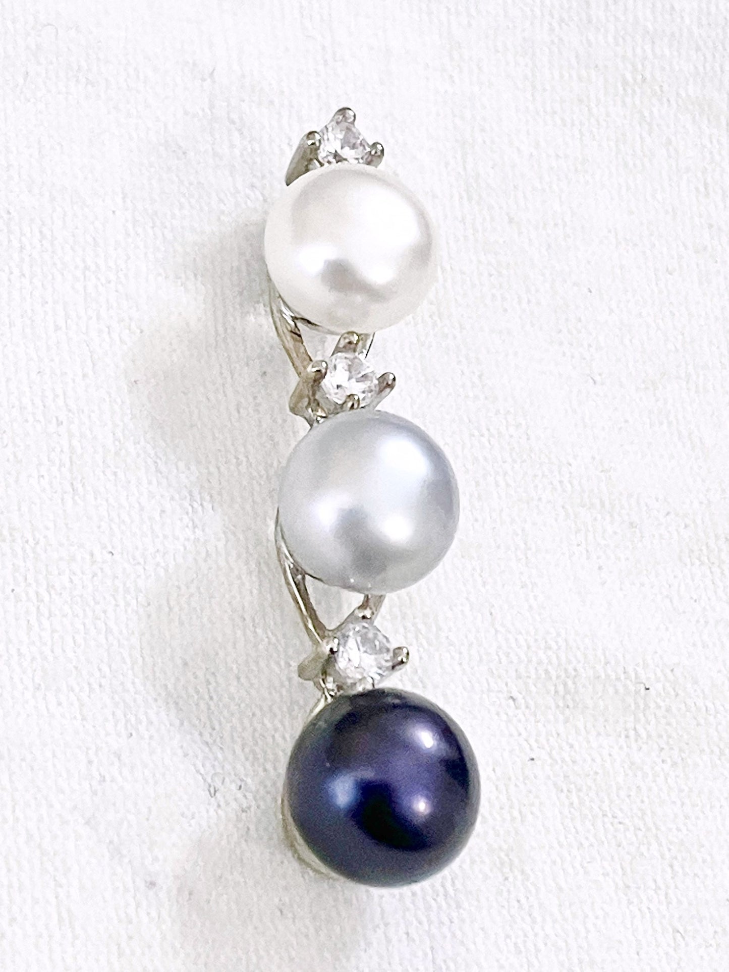 Tri-Color Pearl and "Diamond" Pendant