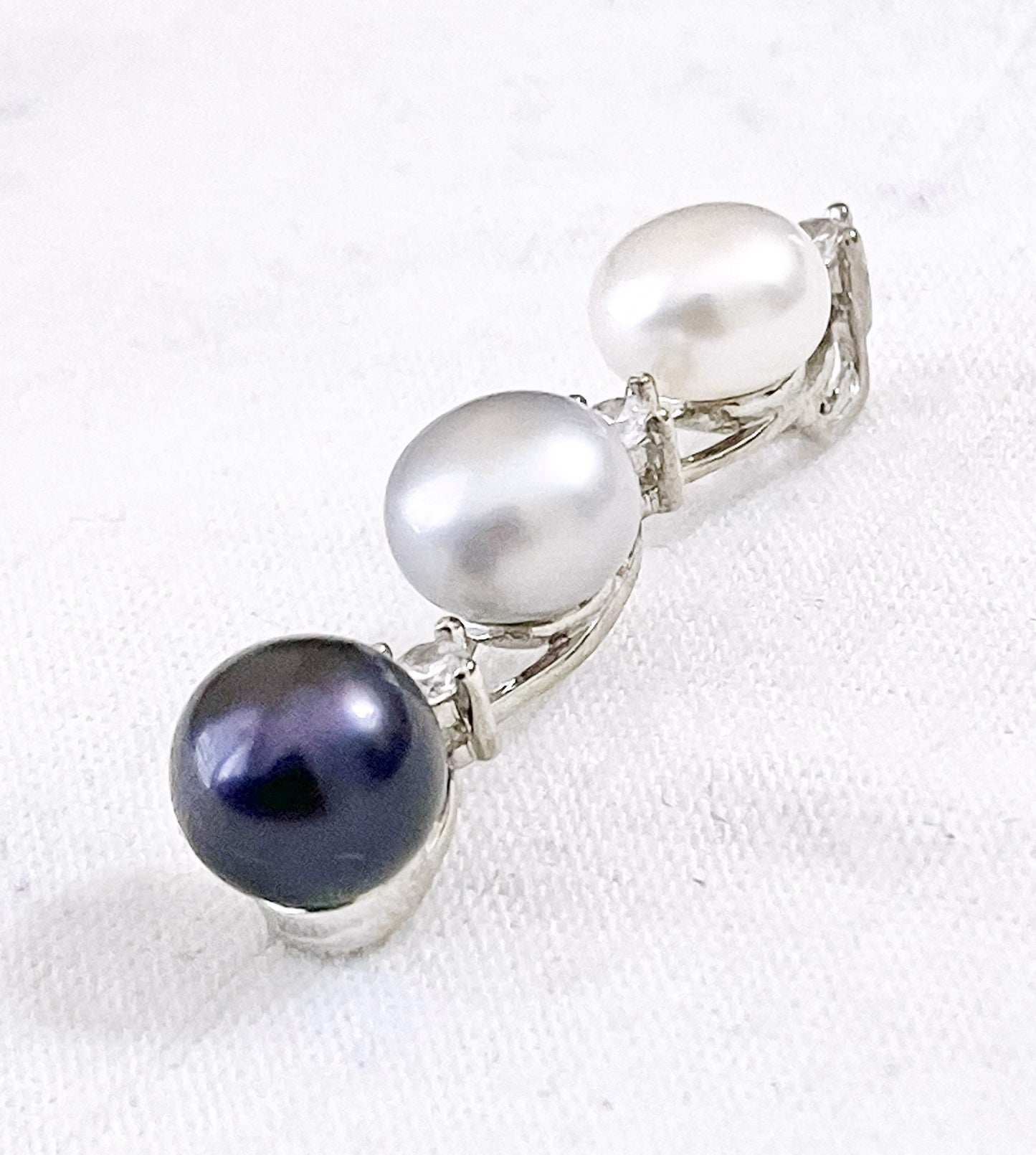 Tri-Color Pearl and "Diamond" Pendant