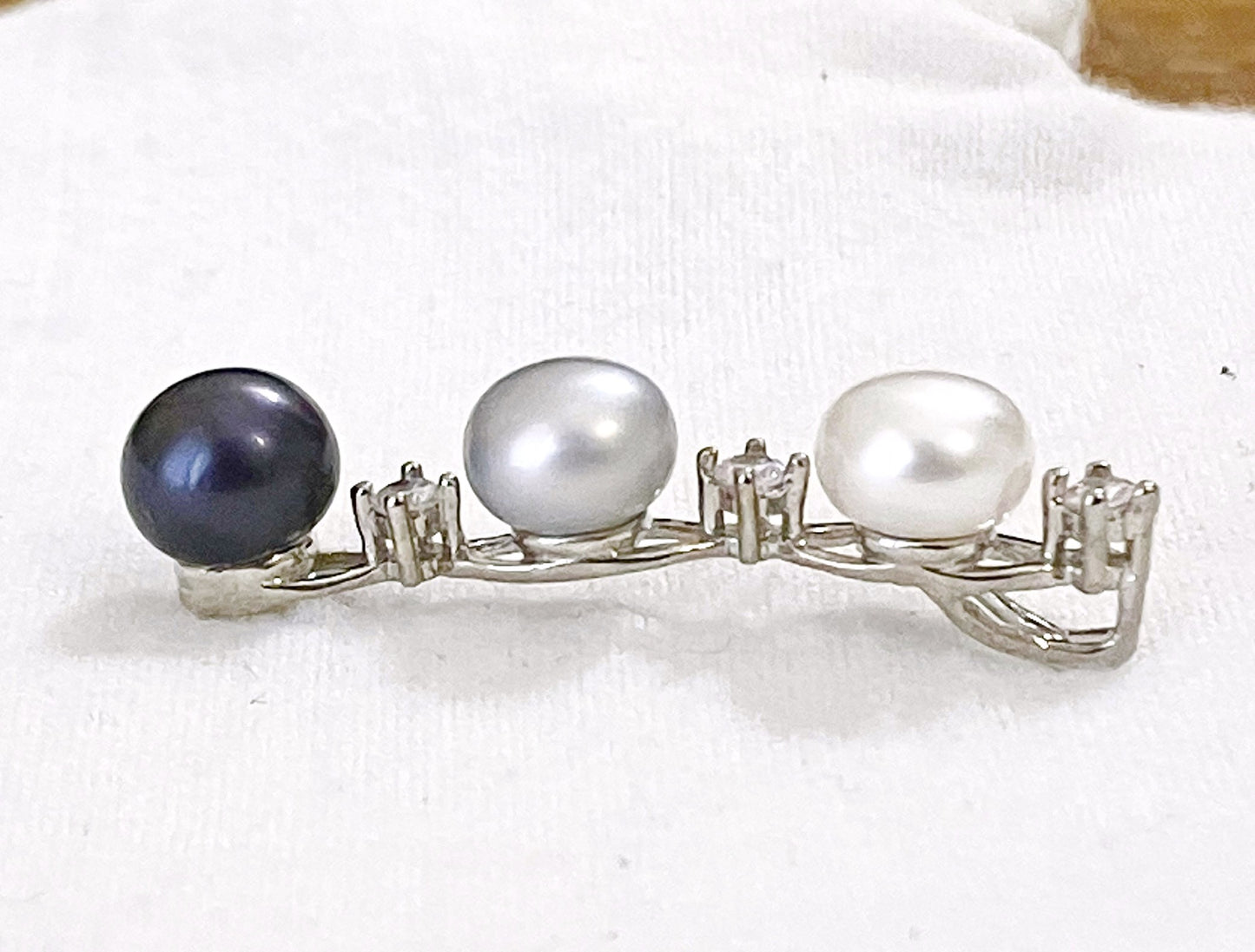 Tri-Color Pearl and "Diamond" Pendant