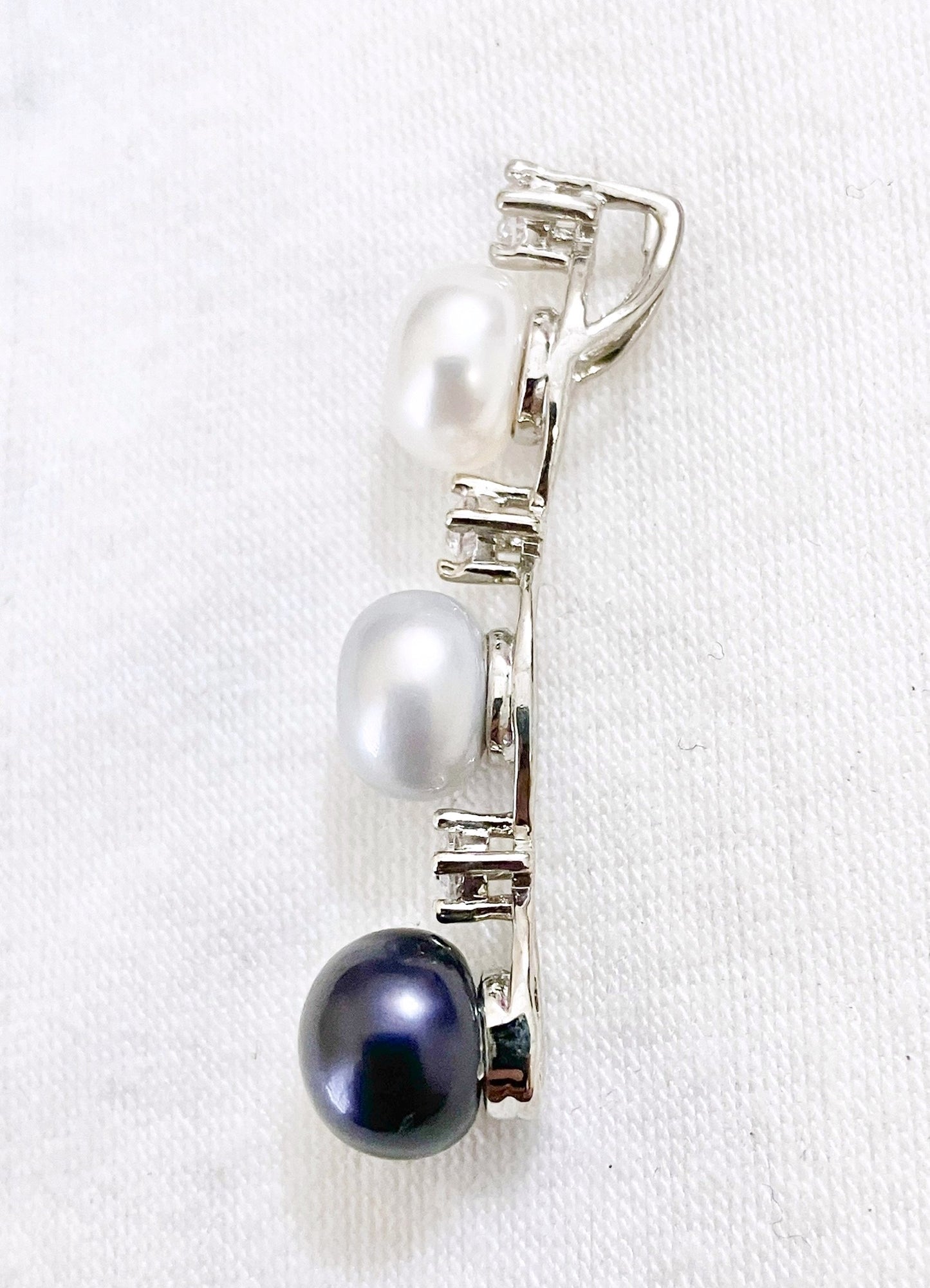 Tri-Color Pearl and "Diamond" Pendant