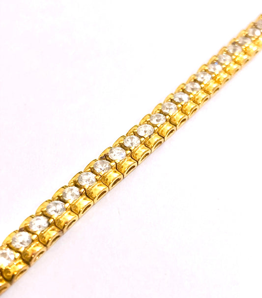 Gold Plated Watch Link with "Diamond" Inlay Bracelet