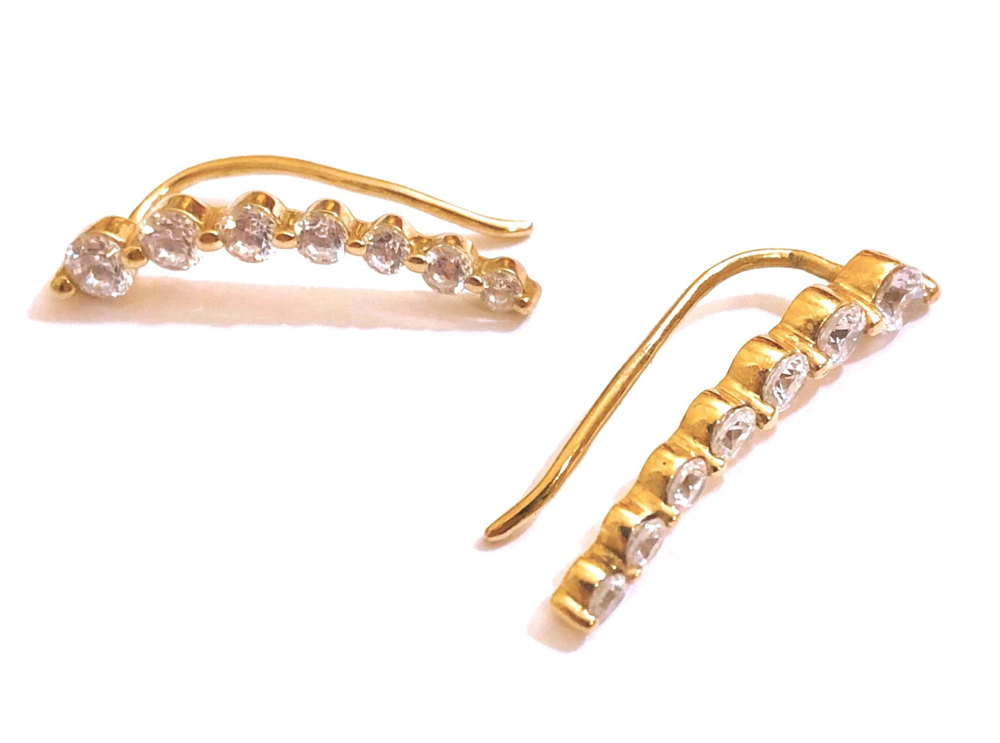 Gold Plated "Diamond" Climber Earrings