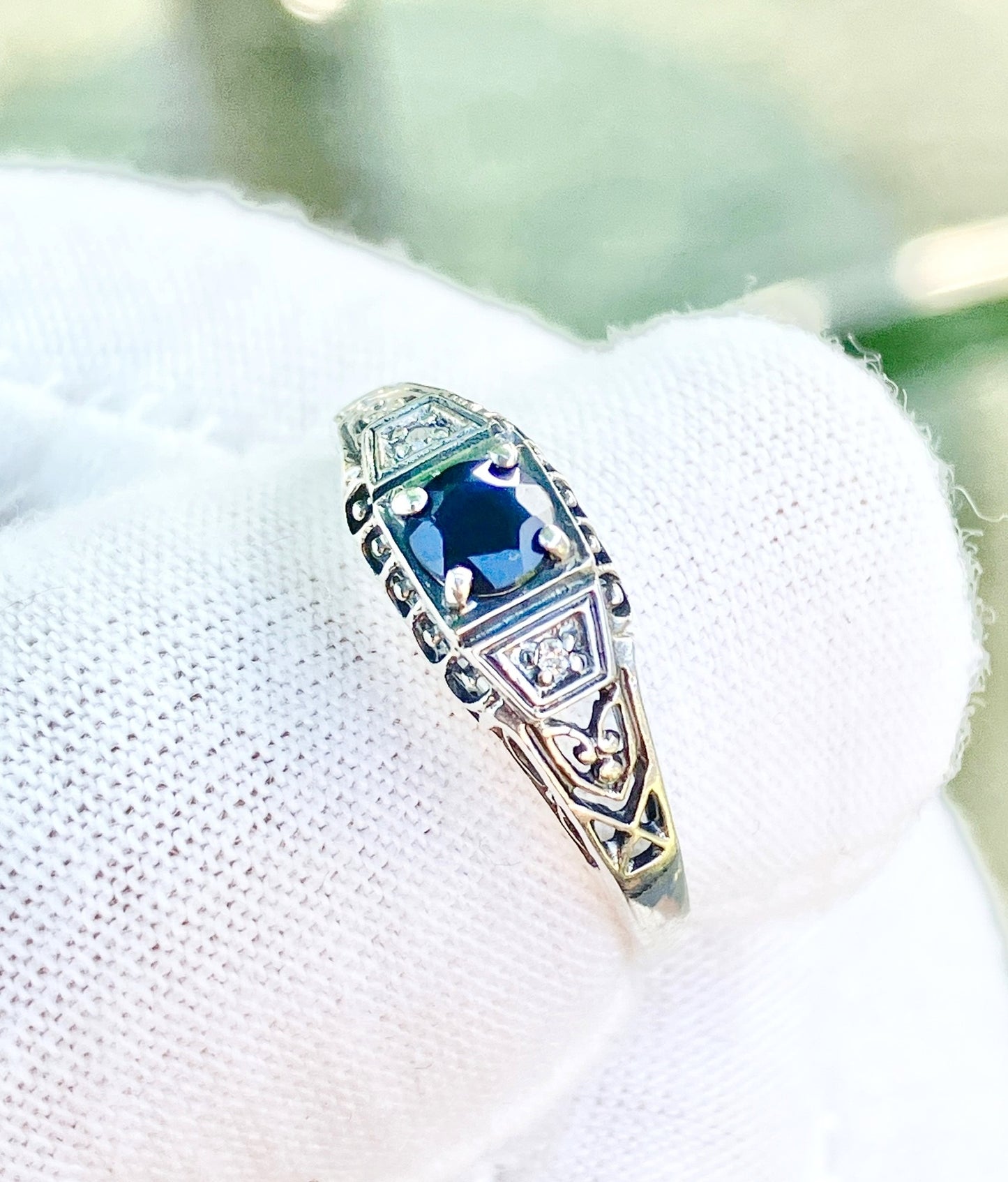Art Deco Style Sapphire and Diamond Ring