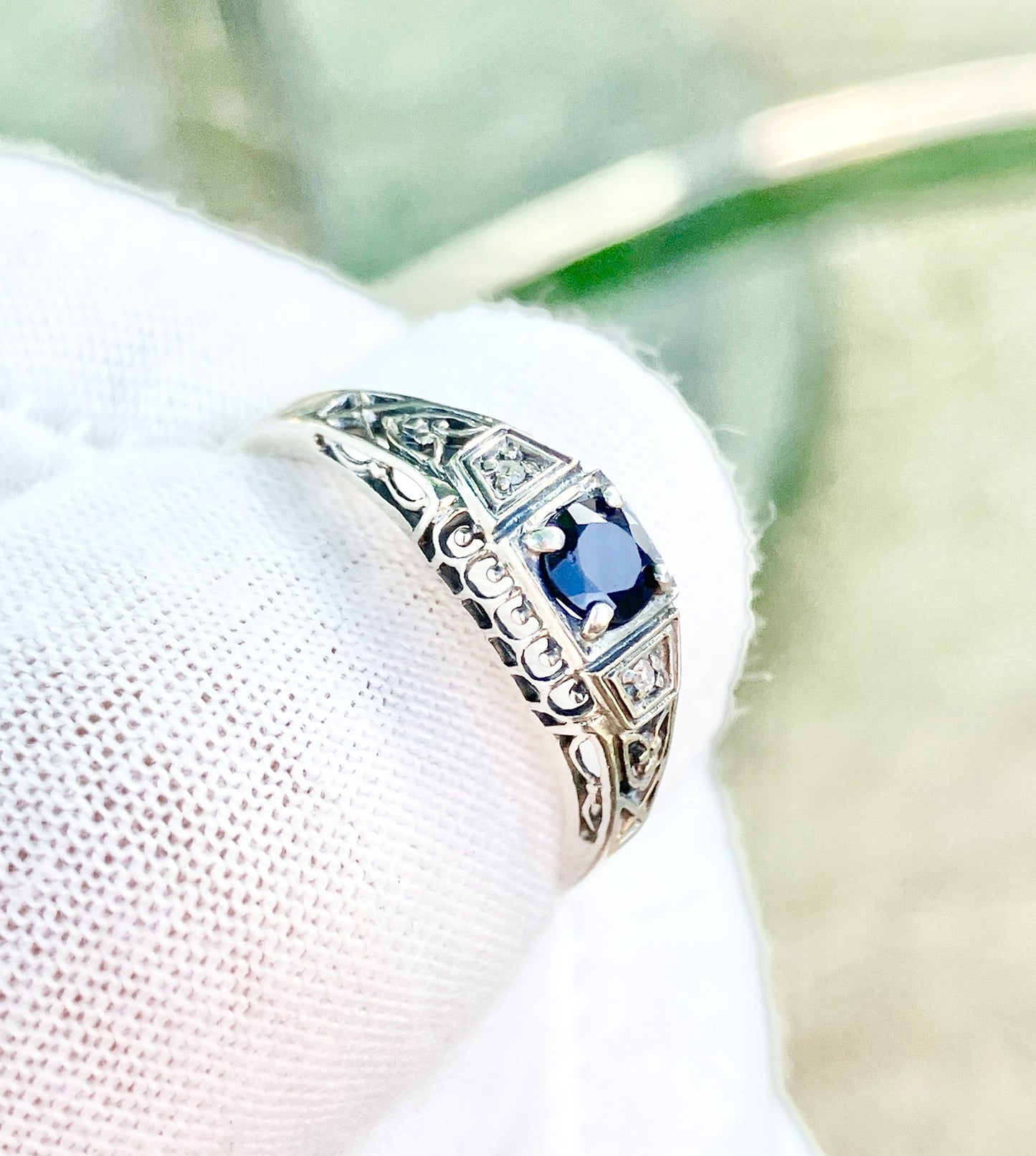 Art Deco Style Sapphire and Diamond Ring