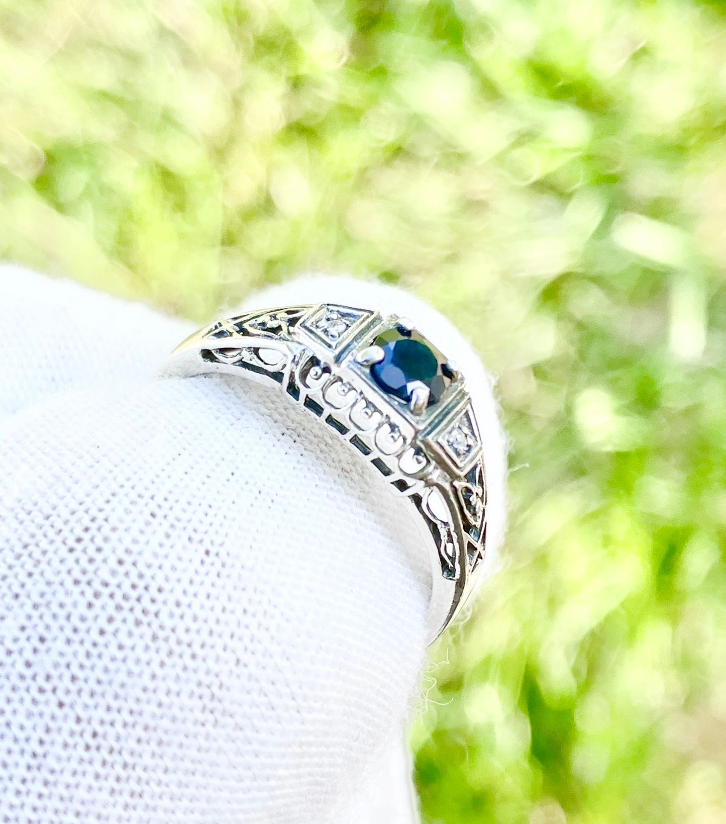 Art Deco Style Sapphire and Diamond Ring