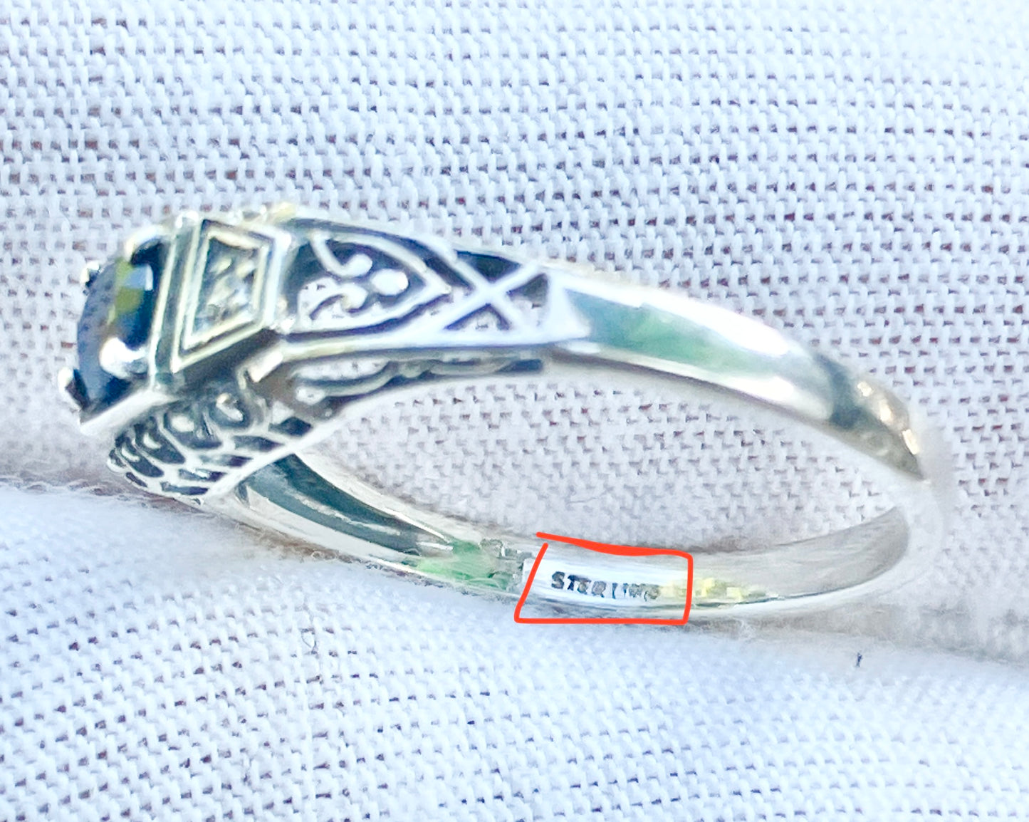 Art Deco Style Sapphire and Diamond Ring