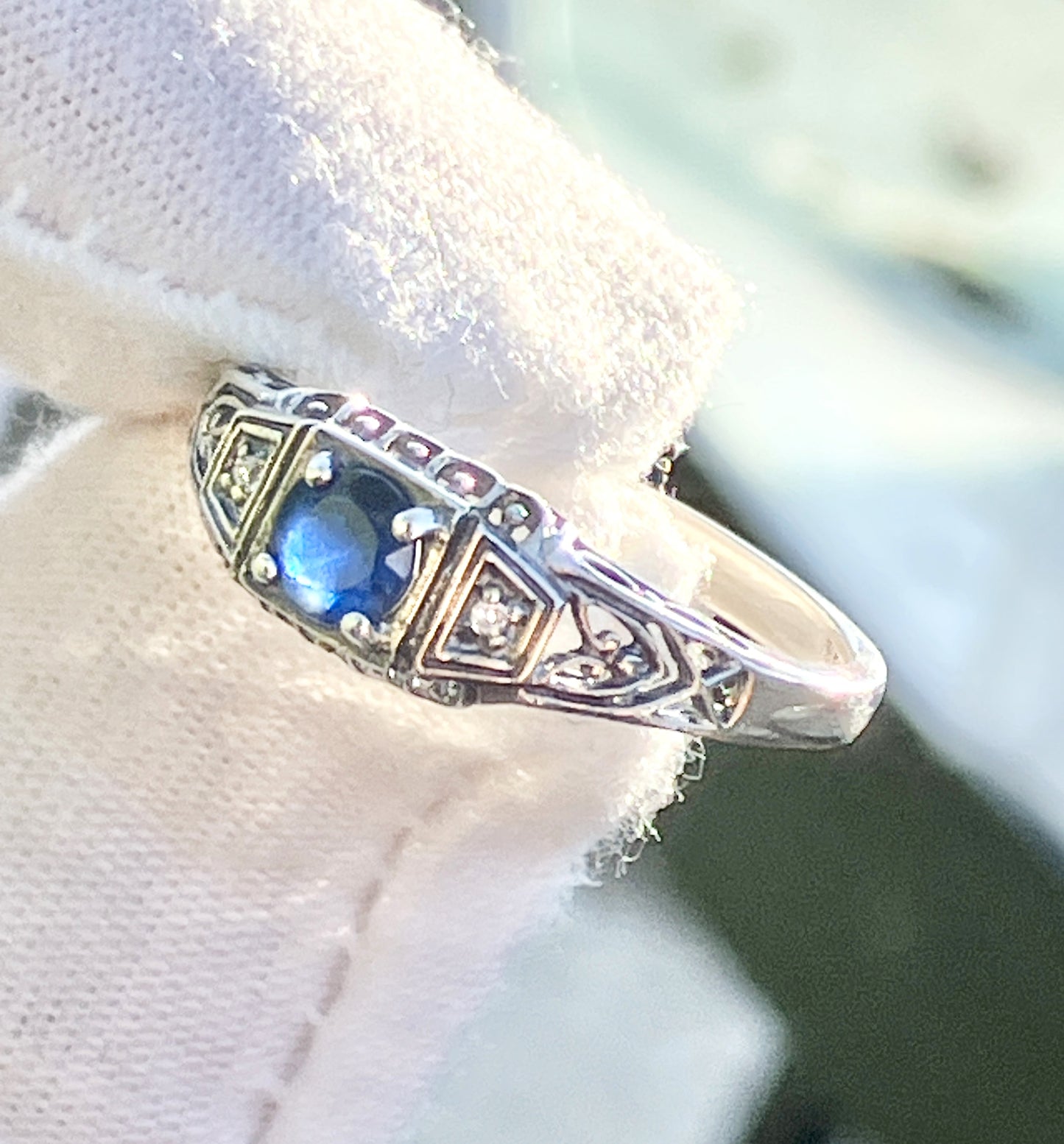 Art Deco Style Sapphire and Diamond Ring